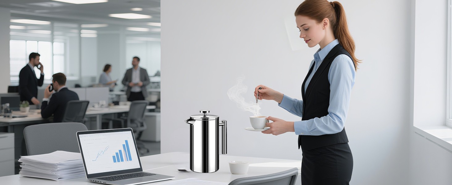 Small French Pr Stainl Steel Coffee Maker 21oz(3 Cups), Double Wall