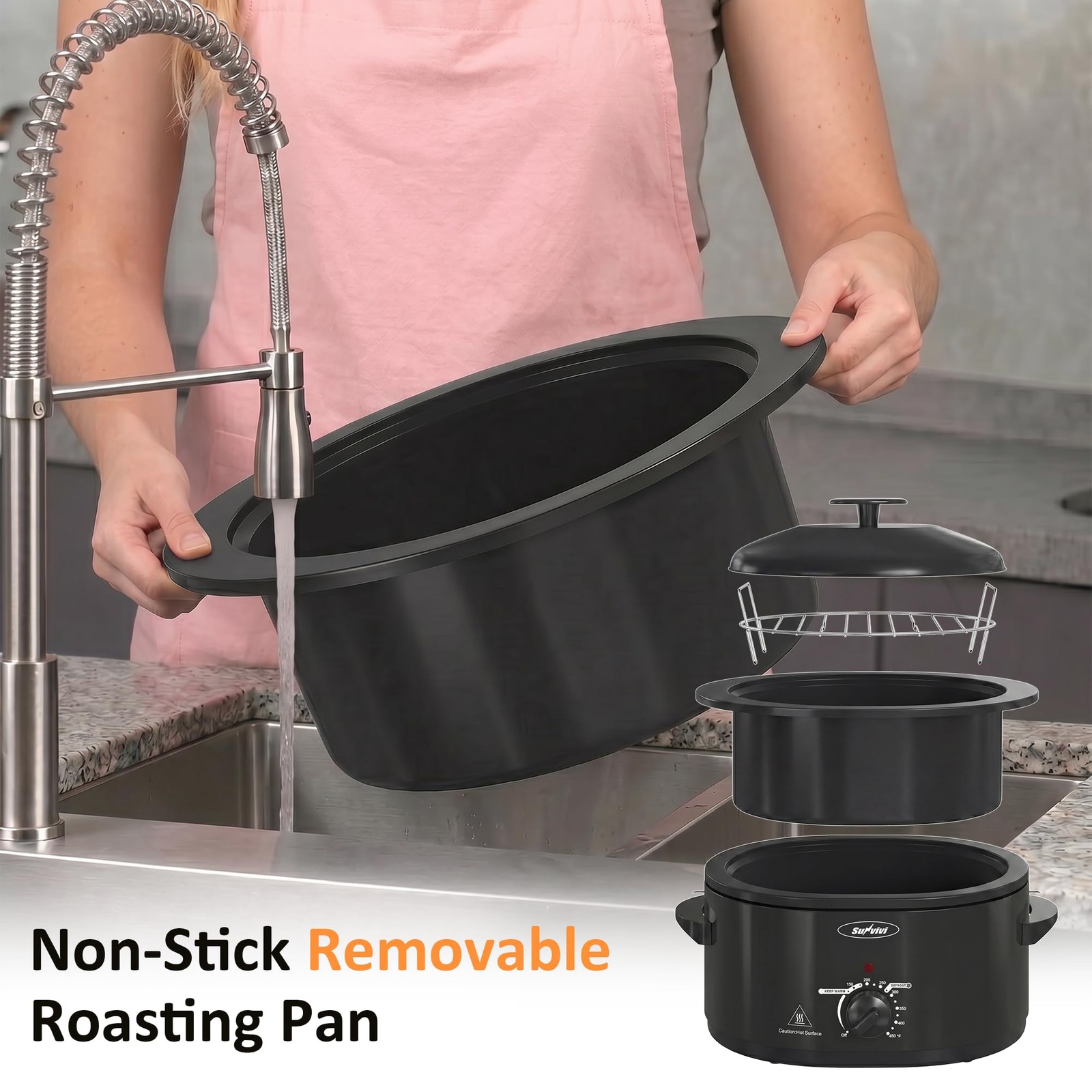 Sunvivi Electric Roaster Oven For Small Families 8Qt Portable Roaster