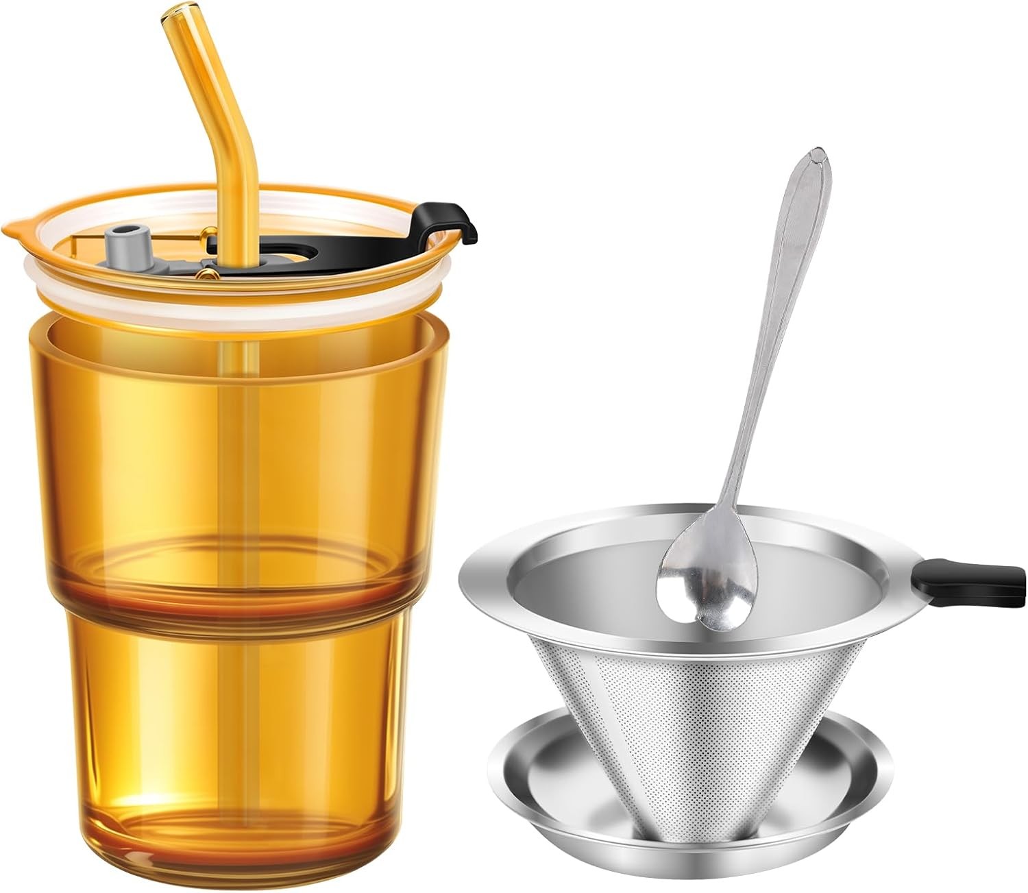 Single Serve Immers Coffee Maker, Glass Pour Over Coffee Dripper with