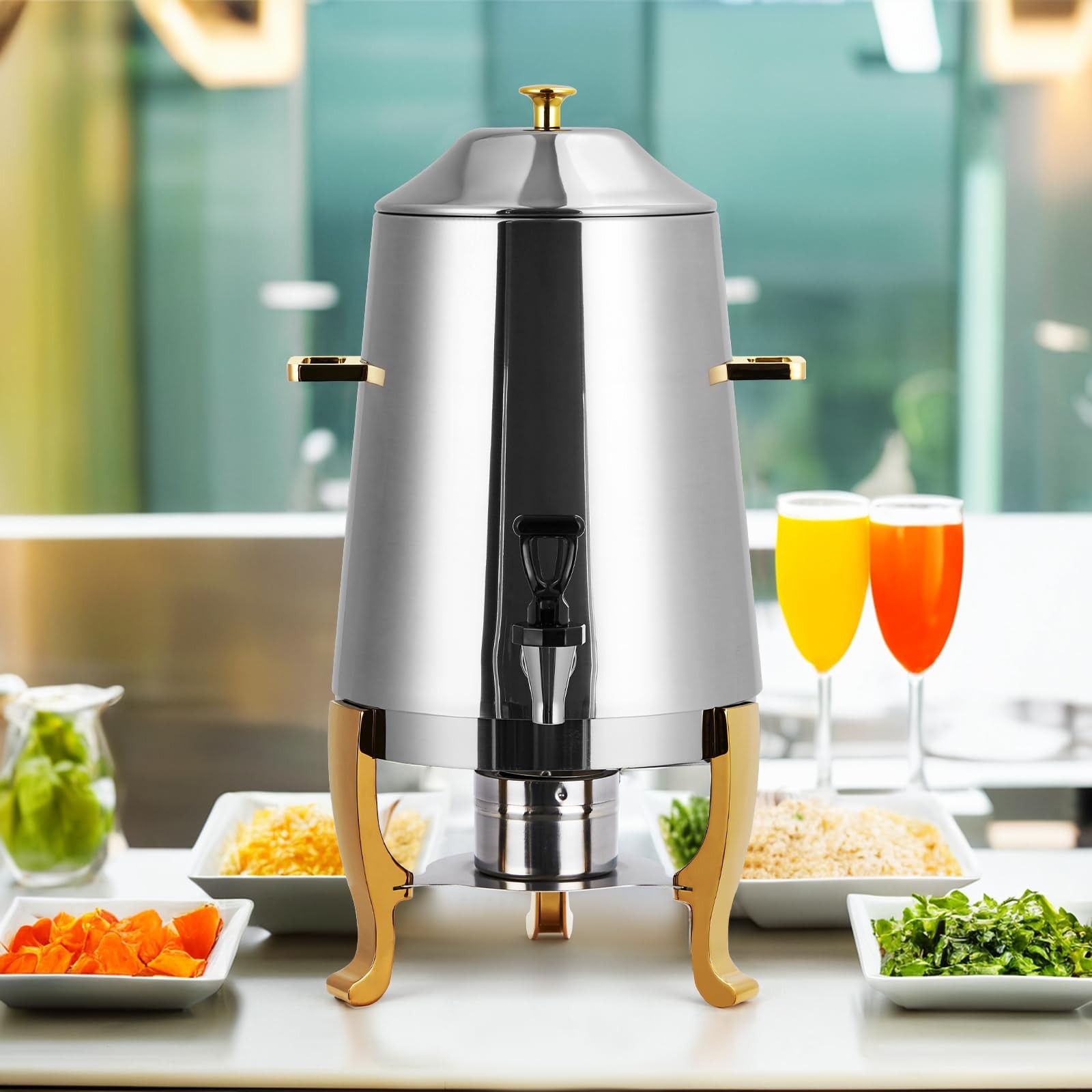3.4 Gal Insulated Coffee Dispenser Commercial Hot Cold Stainless Steel Spigot