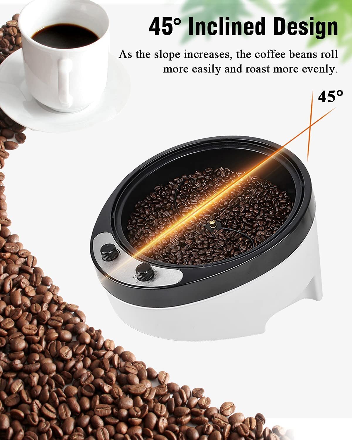 Electric Coffee Bean Roaster for Home Use 800g Capacity Temperature Control