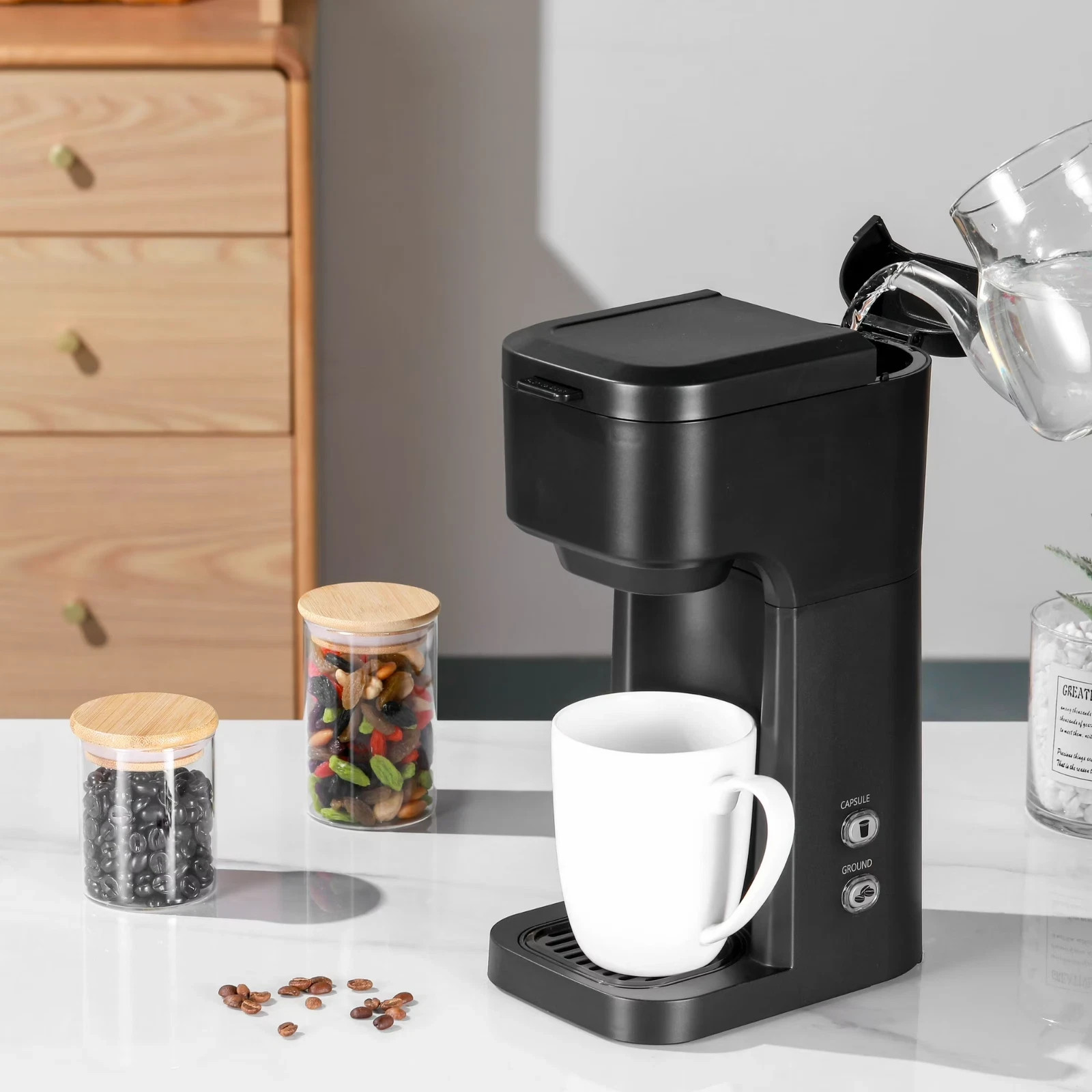 Mainstays Single Serve Dual Brew Coffee Maker K-Cup & Ground Coffee Black 202140