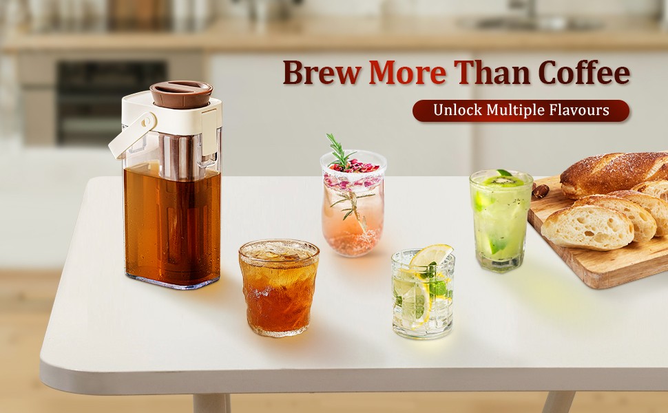 Cold Brew Coffee Maker, 1L/35oz Portable & Durable Iced Tea and Coffee