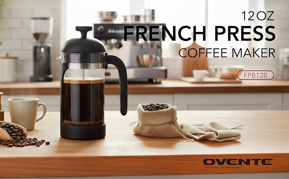 French Pr Coffee Maker 12 Ounce with Heat Resistant Borosilicate