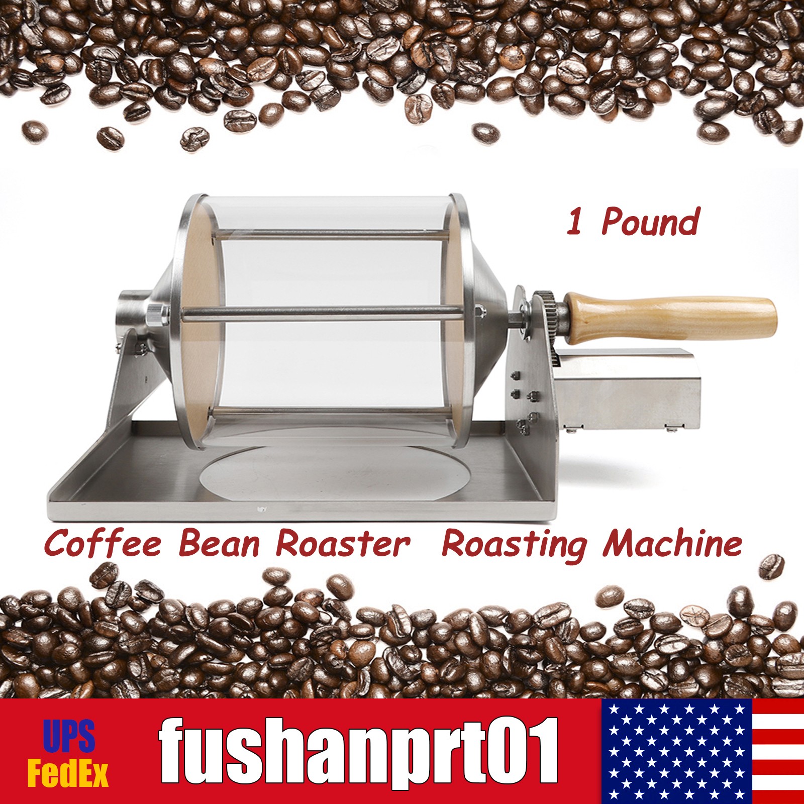 Gas Coffee Bean Roaster 400g Stovetop Drum 110V US Plug Home Roasting