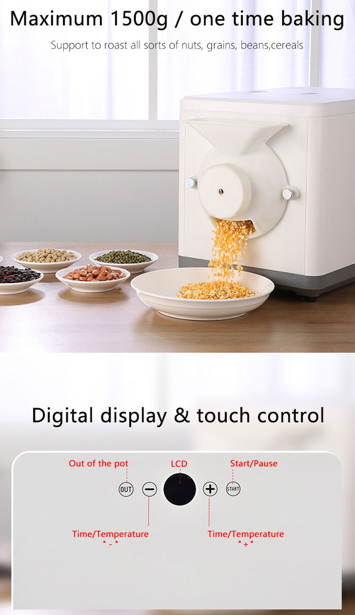Electric Coffee Bean Roasting Machine Automatic Grains Baking Roaster Machine