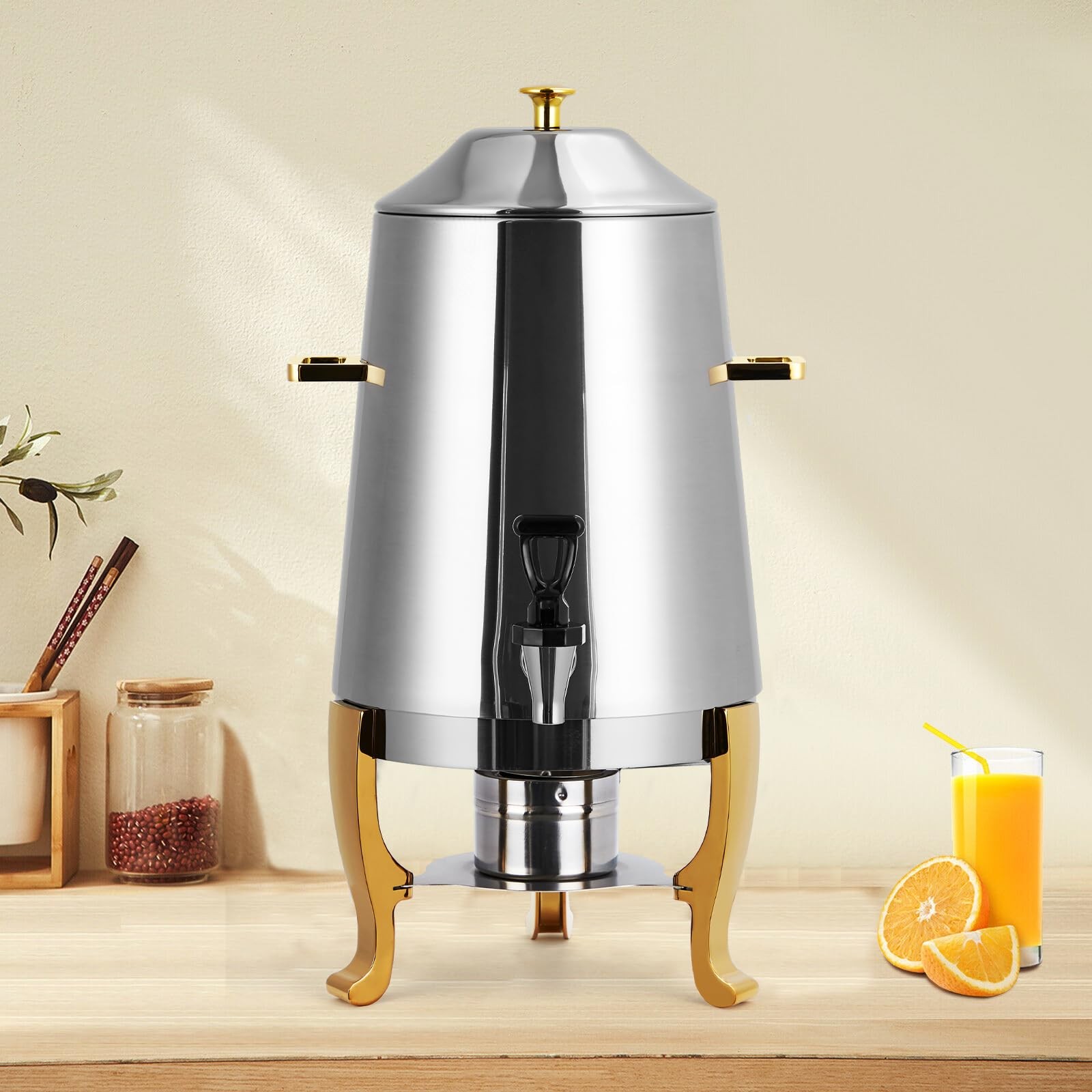 3.4 Gal Insulated Coffee Dispenser Commercial Hot Cold Stainless Steel Spigot