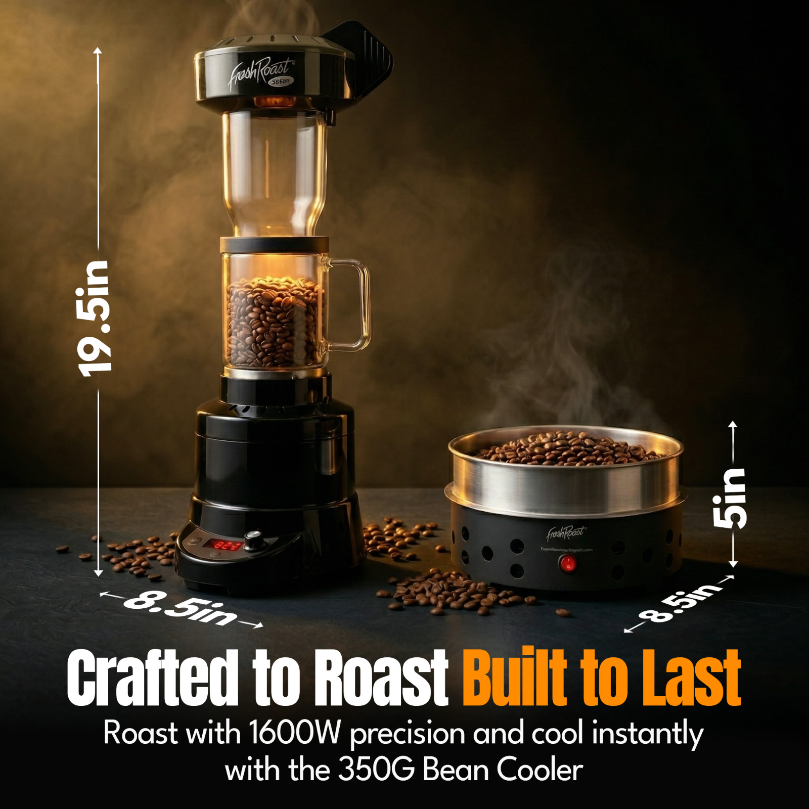 Fresh Roast SR800 Coffee Roaster Bundle w/ EXT Tube, Bean Cooler, and Bean Pack
