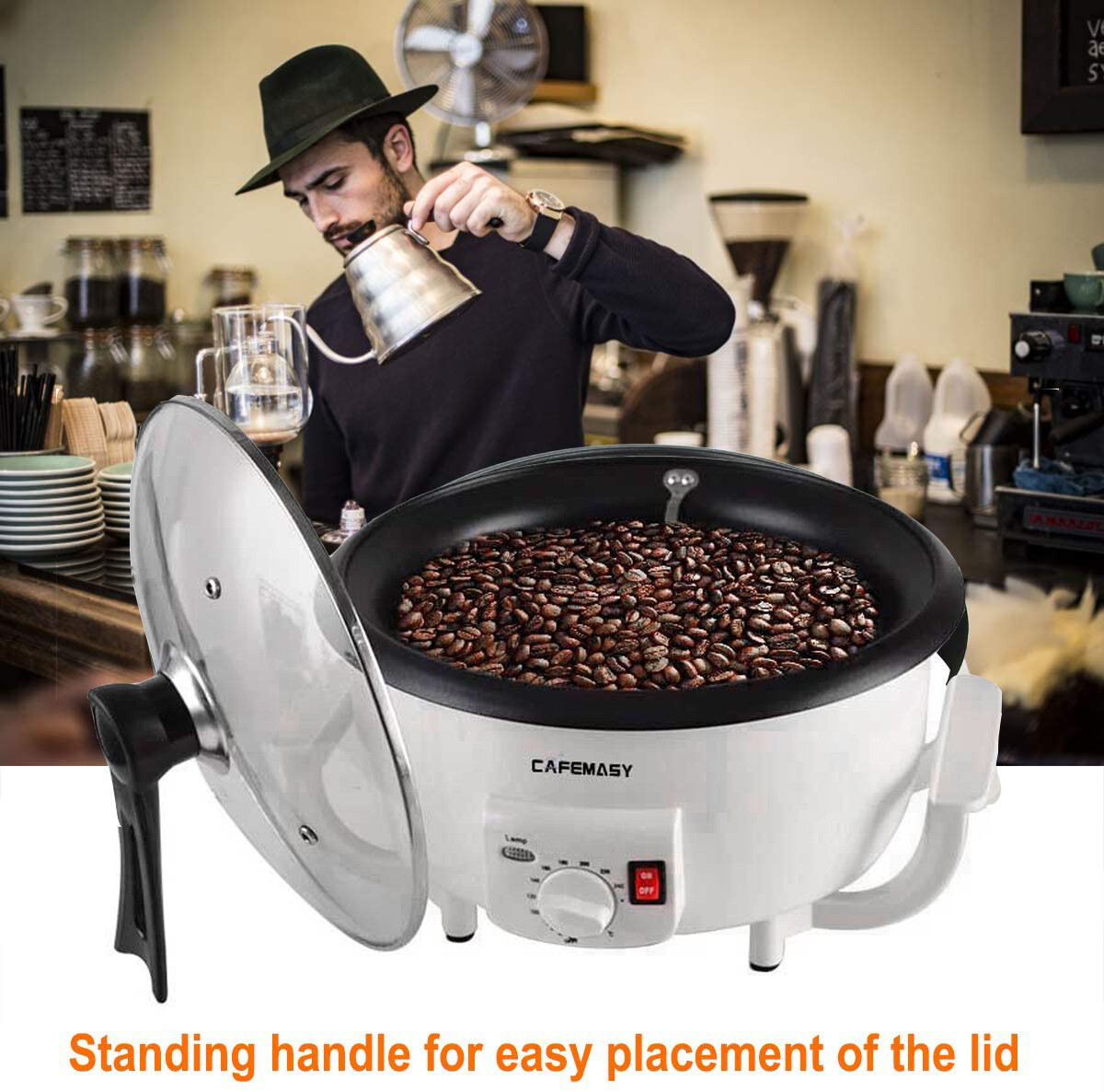 110V Electric Coffee Roaster Household Coffee Bean Roasting Baking Machine 750g