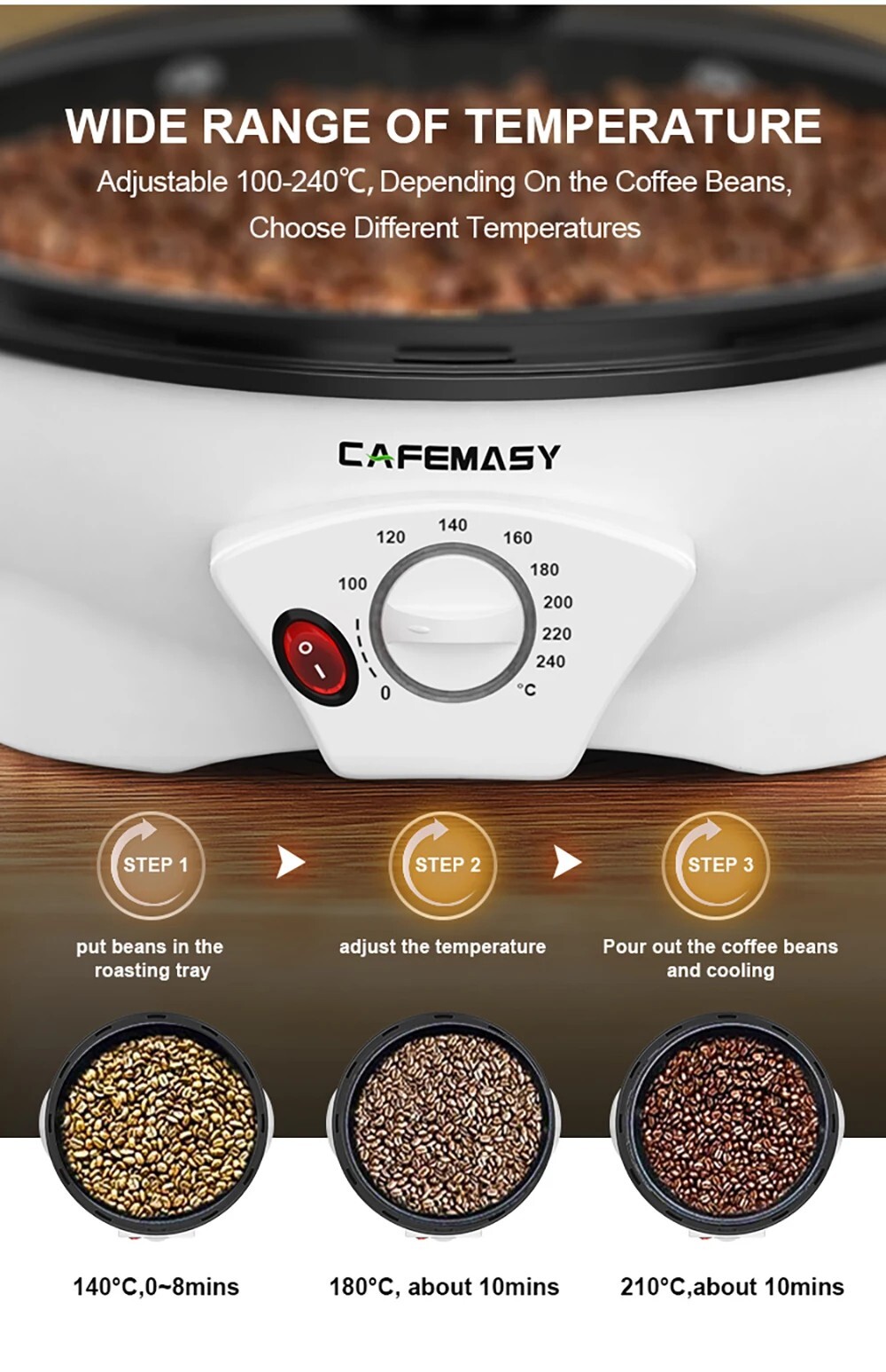 XEOLEO 800g Electric Coffee roaster 1200W Automatic Coffee Bean Baker