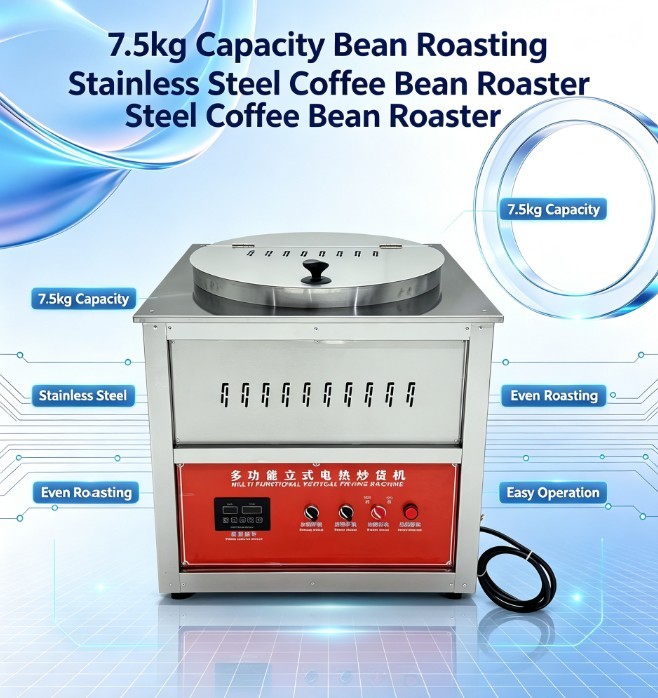 7.5kg Capacity Bean Roasting Machine Stainless Steel Coffee Bean Roaster