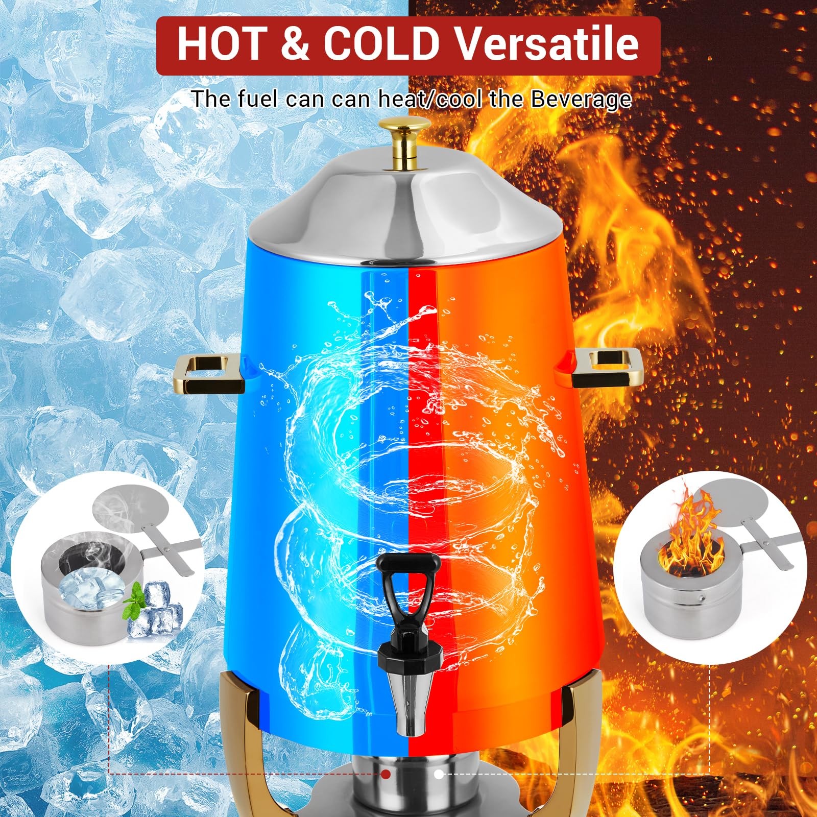 3.4 Gal Insulated Coffee Dispenser Commercial Hot Cold Stainless Steel Spigot