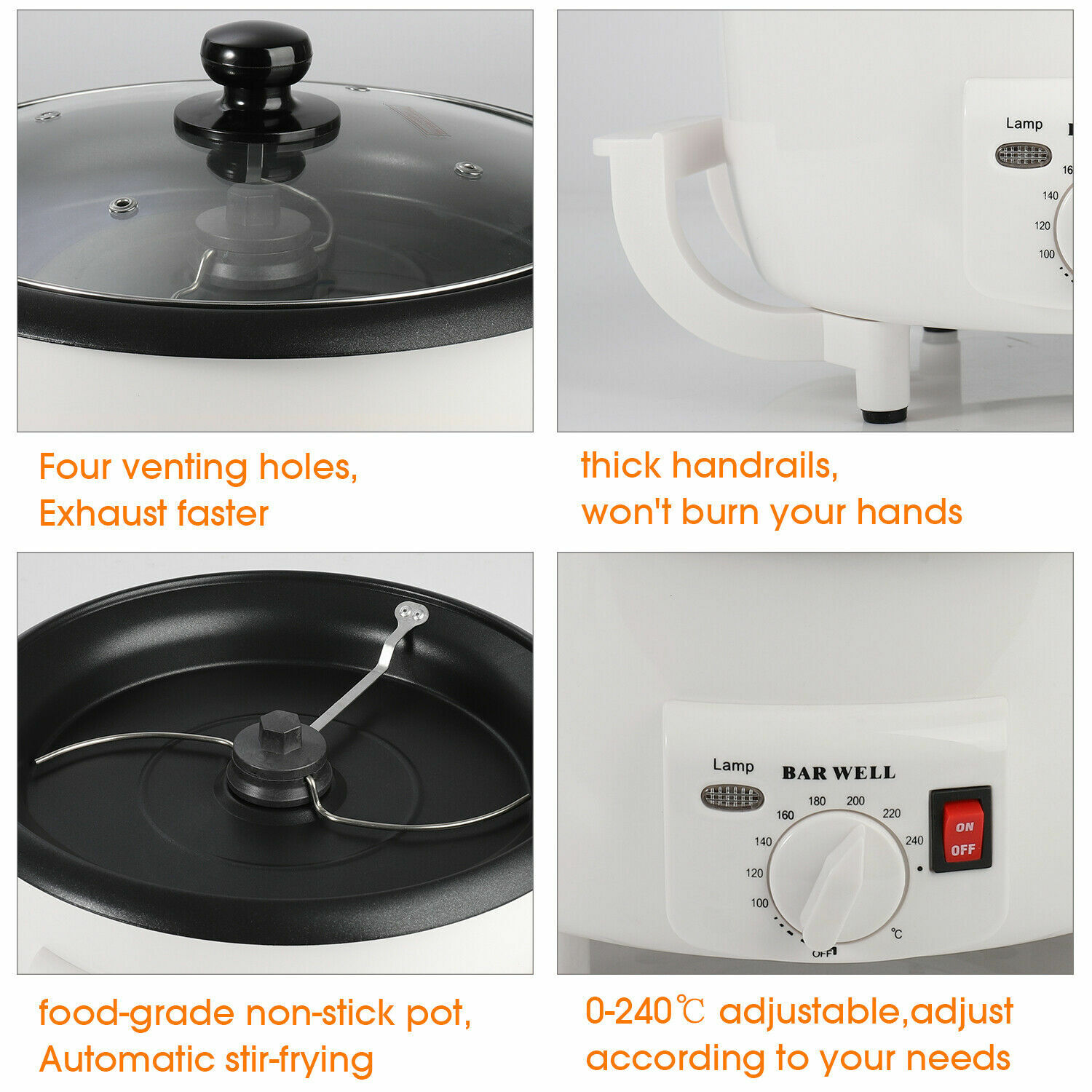 110V 1200W Home Use Electric Coffee Bean Roaster Machine Coffee Beans Baker US