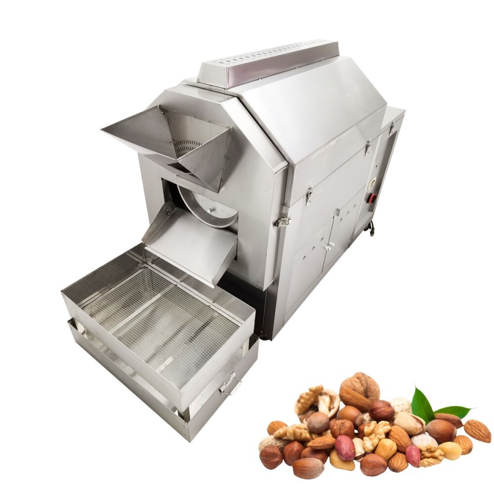 Automatic Coffee Bean Nut Roaster Roller Roasting Frying Machine 50kg 220V