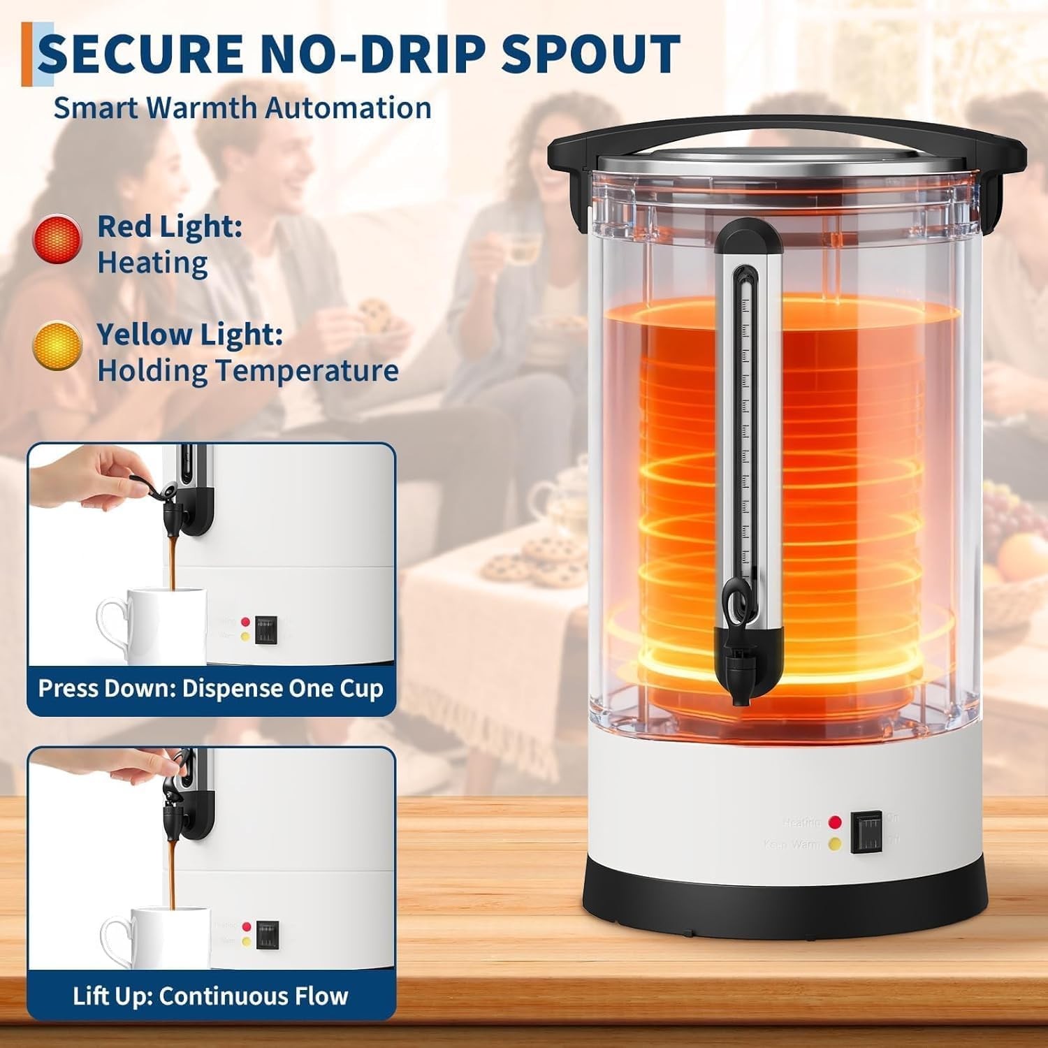 120 Cup Coffee Urn 18L/4.8Gal Stainless Steel Electric Hot Water Dispenser White