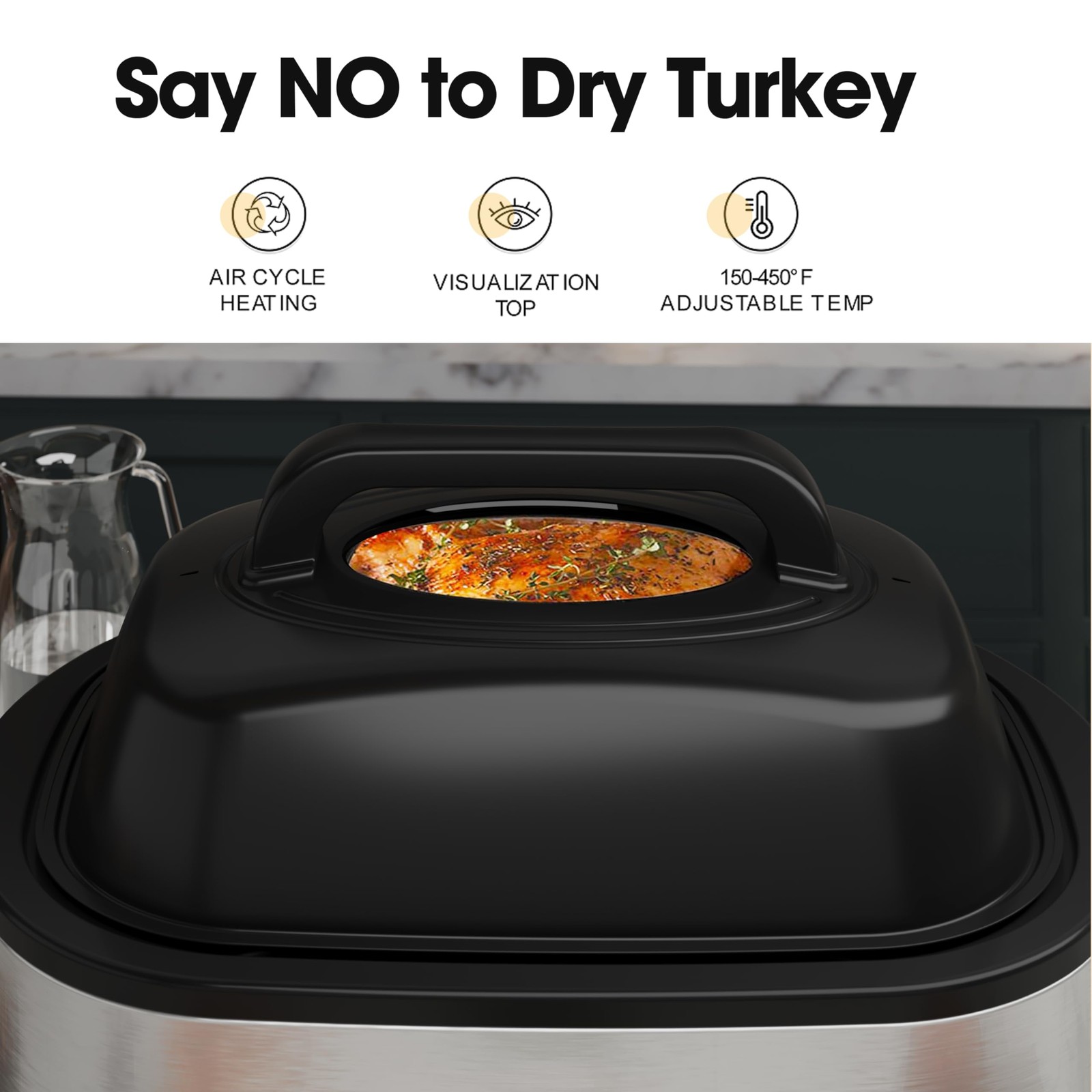 Heynemo Roaster Oven 22Qt Multifunctional Electric Roaster Oven For Turkey