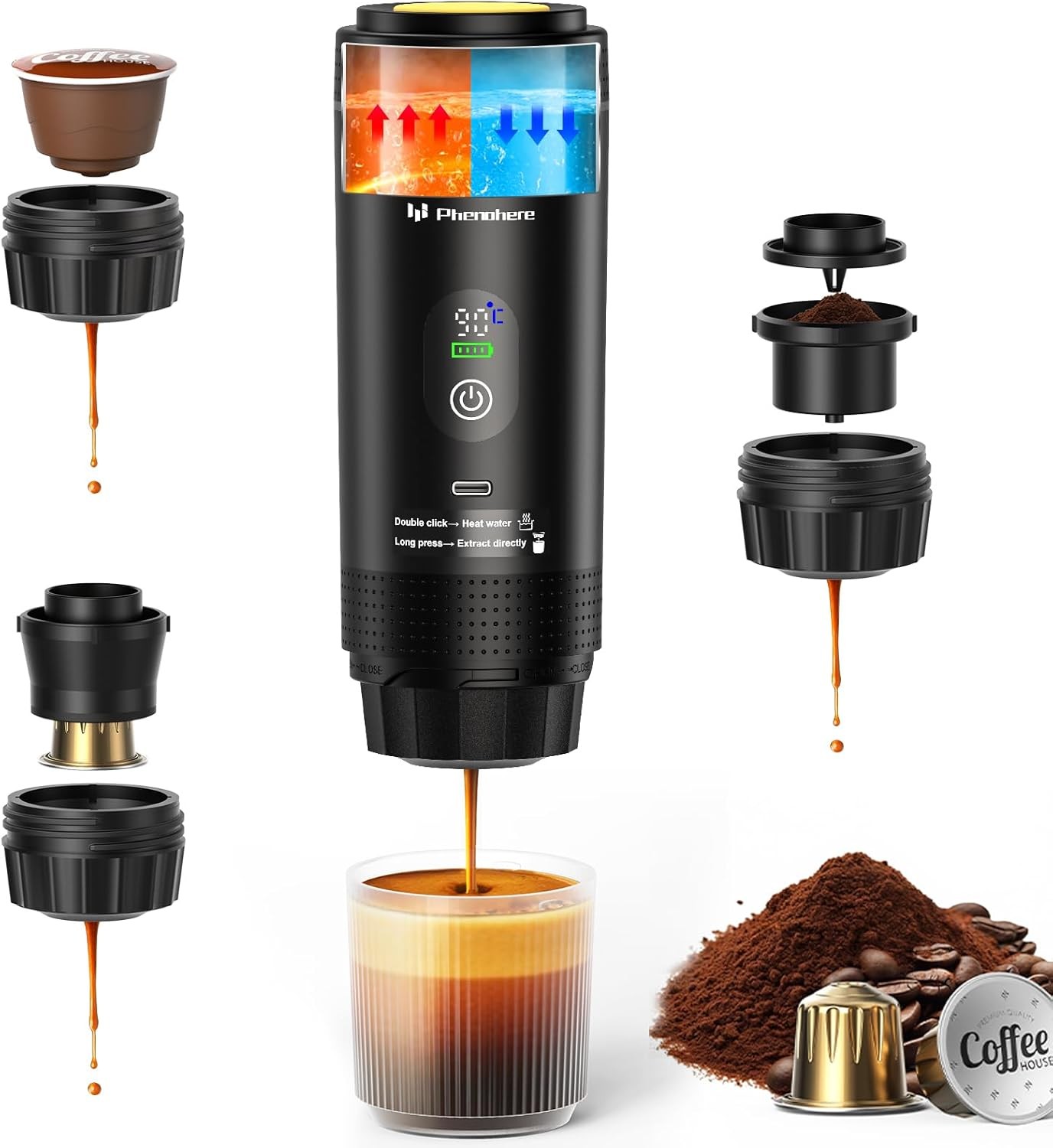 6-in-1 Portable Electric Espro hine–20Bar Self‑Heating cping