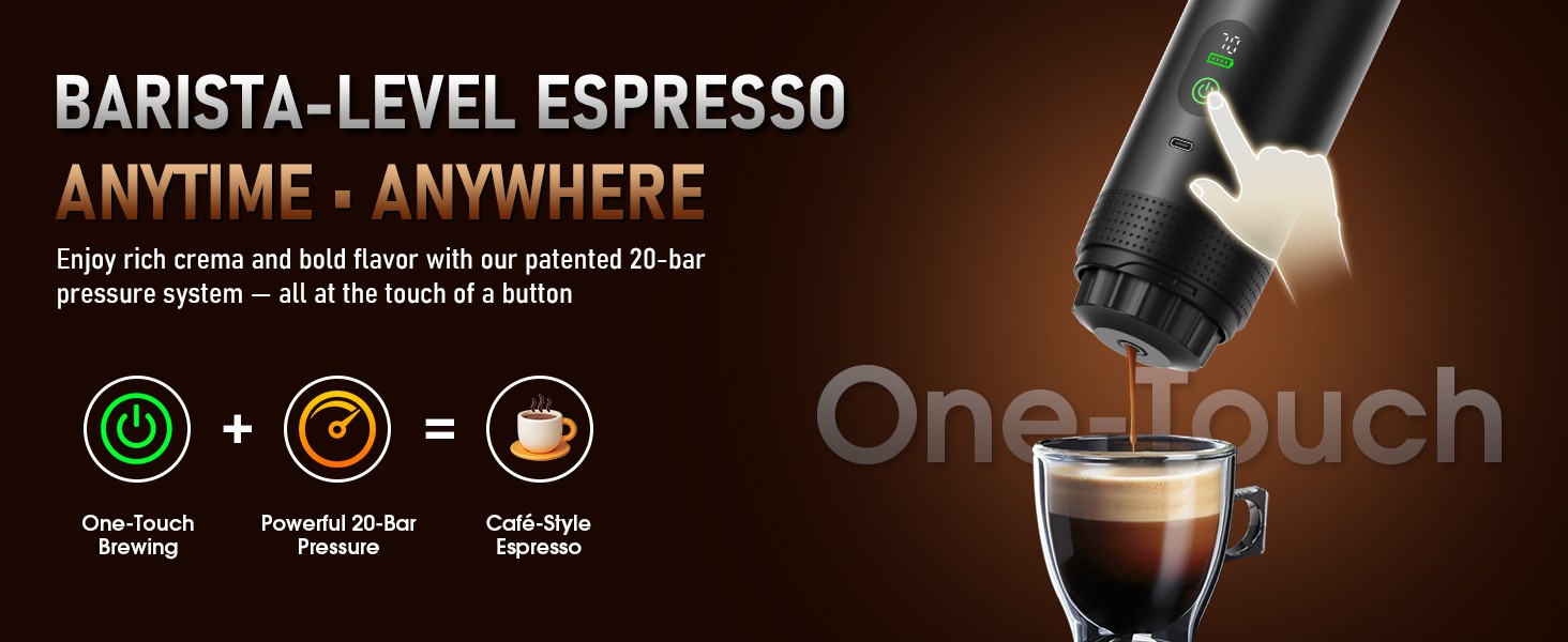 6-in-1 Portable Electric Espro hine–20Bar Self‑Heating cping