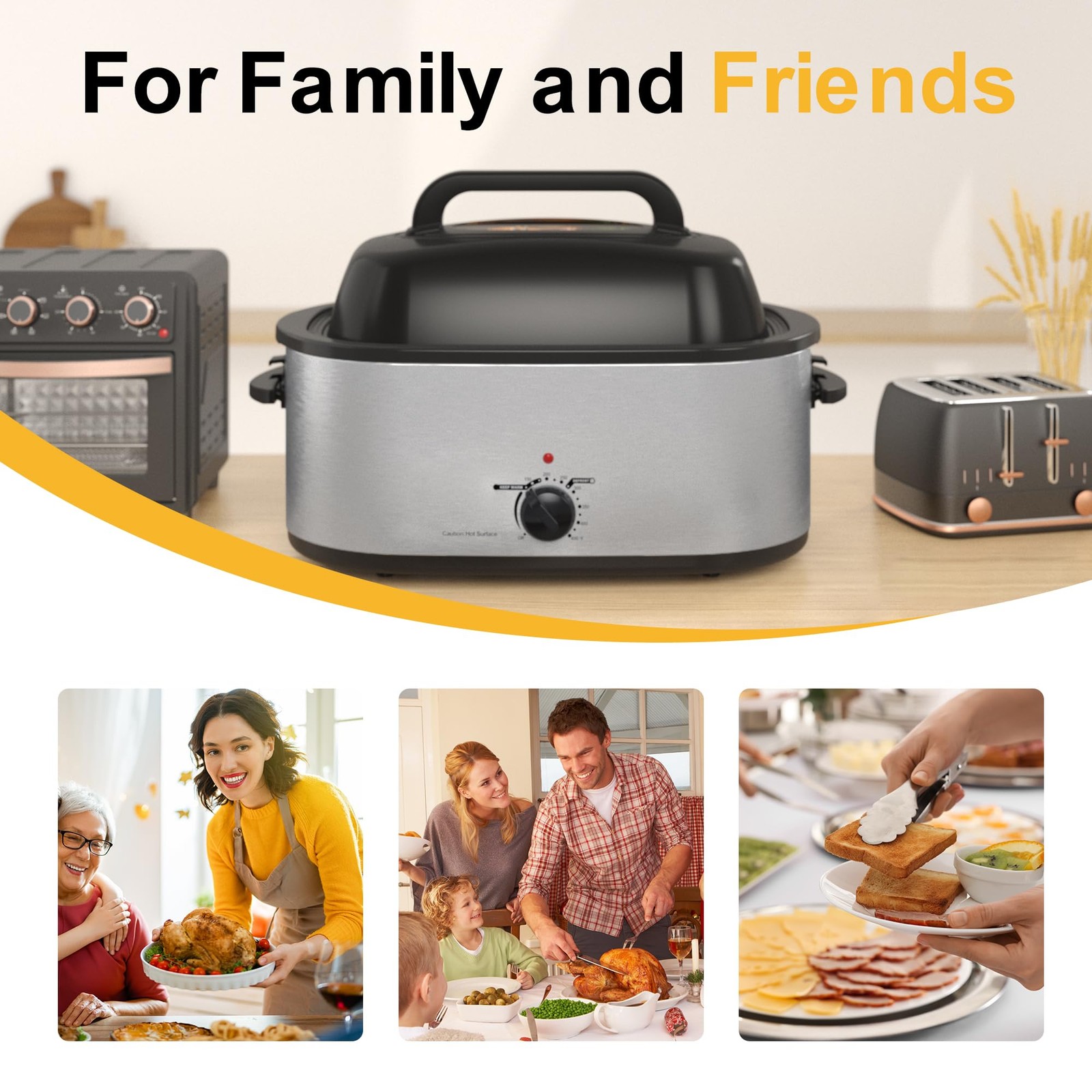 Heynemo Roaster Oven 22Qt Multifunctional Electric Roaster Oven For Turkey