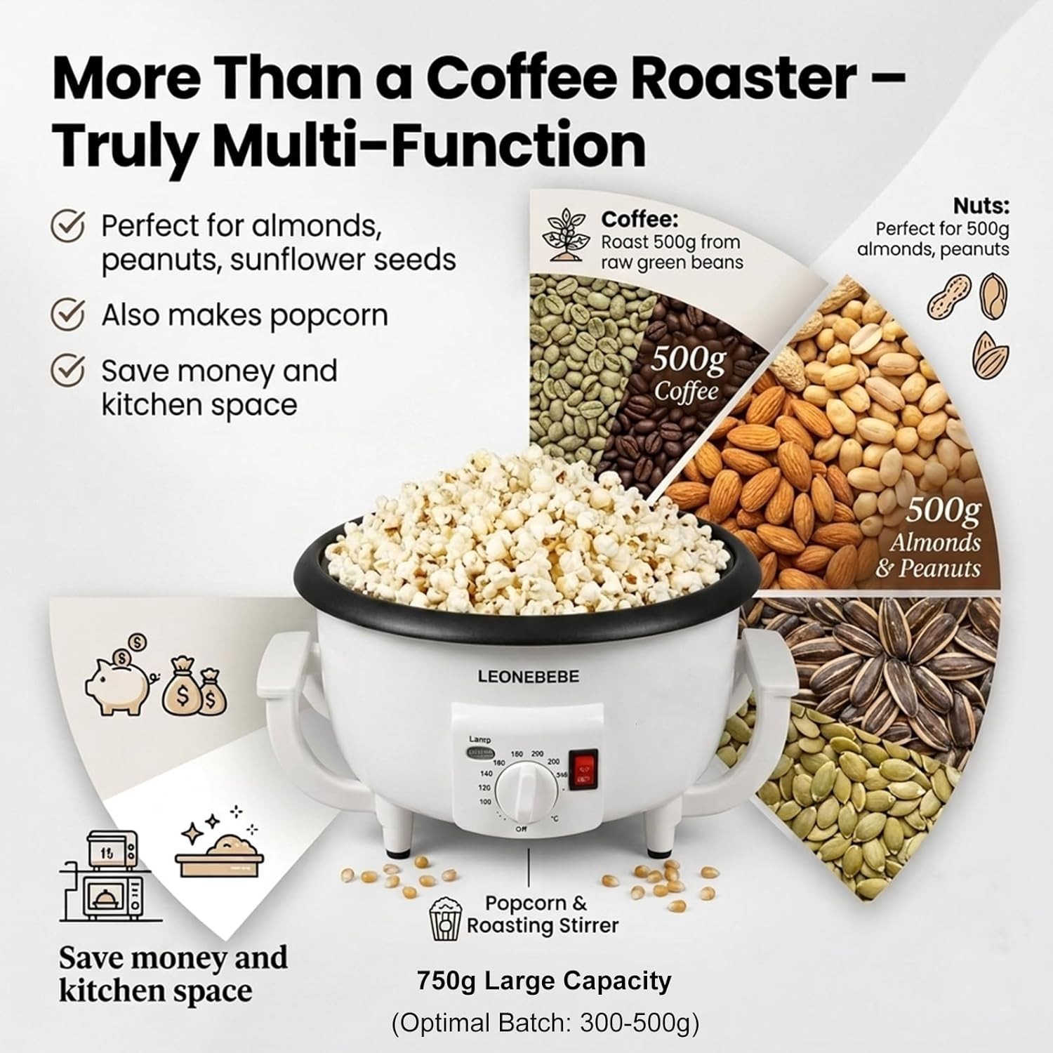 Home Coffee Bean Roaster Machine for Beginner Electric Nut Peanut Cashew