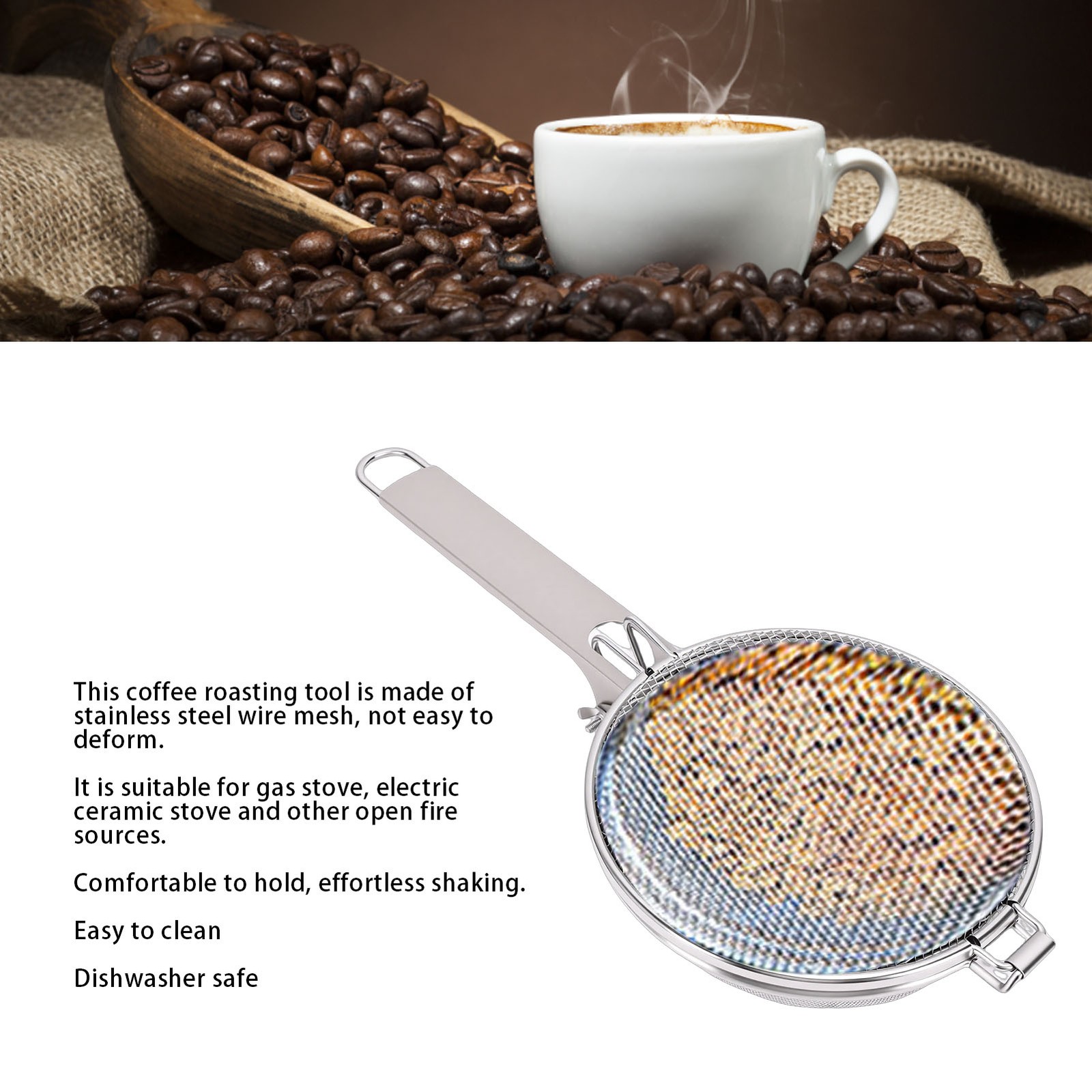 1-Portable Stainless Steel Coffee Roaster Tool For Home Baking