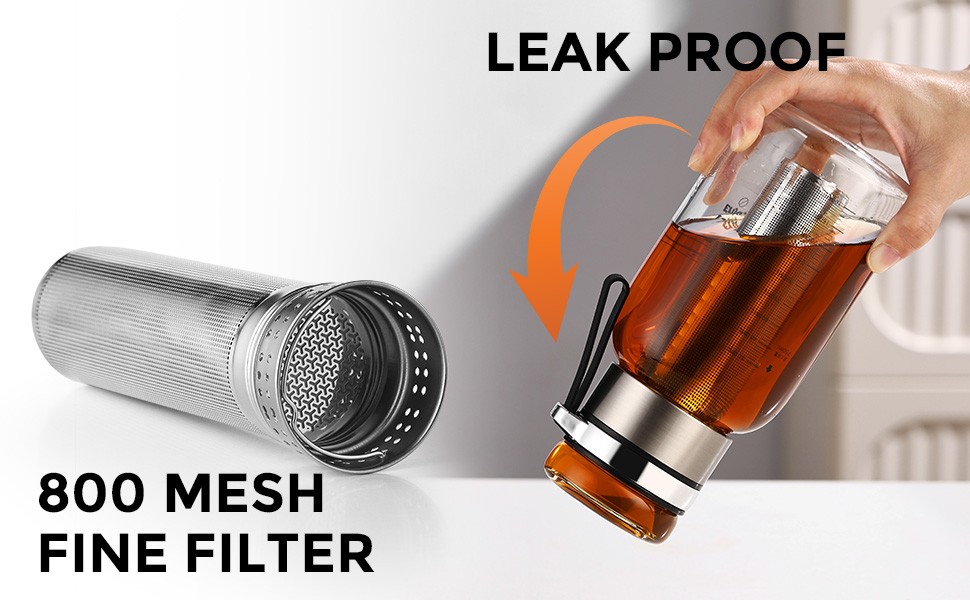 Glass Cold Brew Coffee Maker with Extended Fine Mesh , Tea