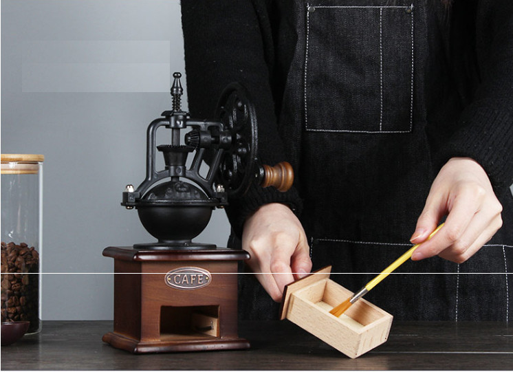 Samll MIni Vintage Grinder Manual Coffee Bean coffe wood/iron coffee machine