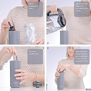 VIVA Rechar Tea Infuser Bottle, 16 oz Insulated Stainl Steel Travel