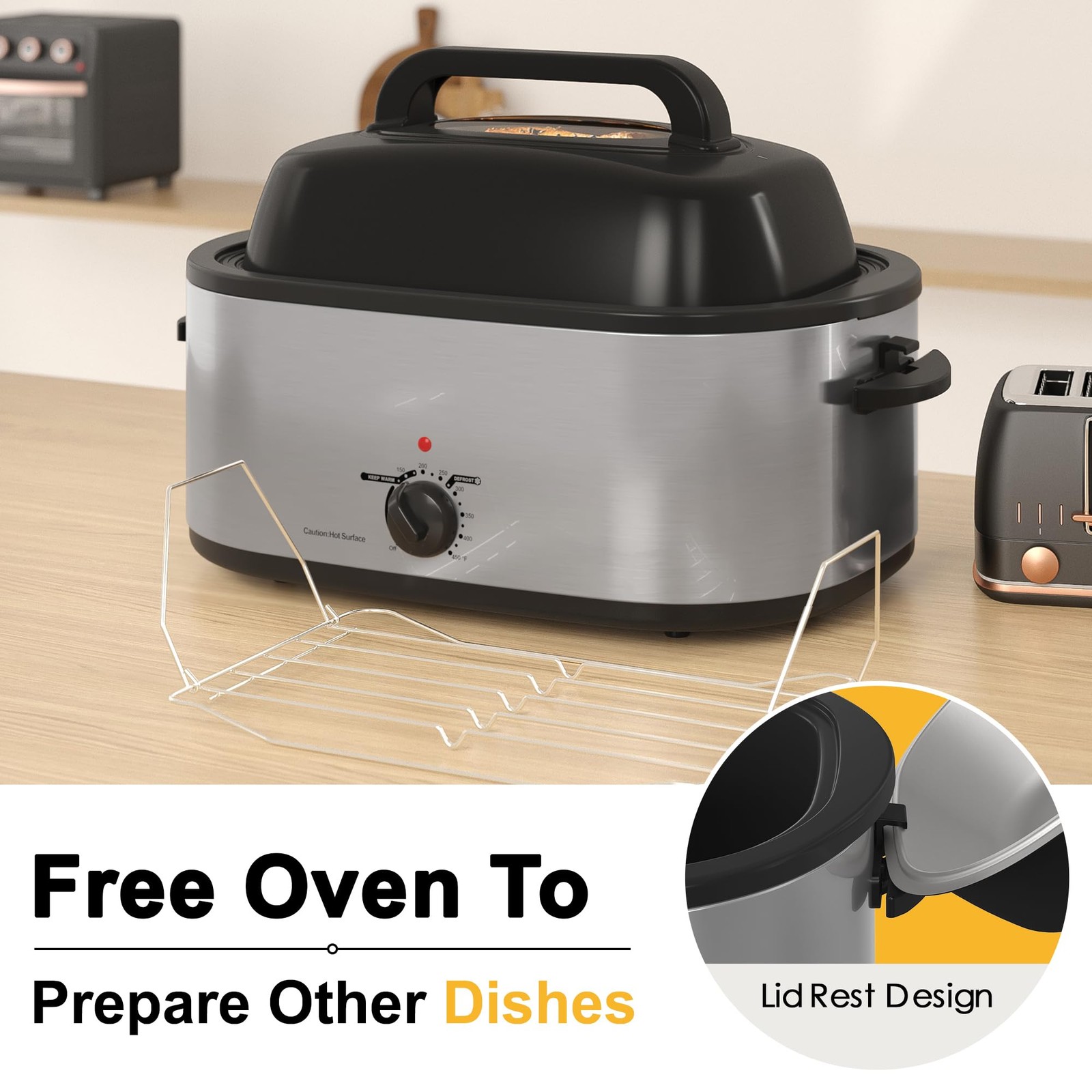 Heynemo Roaster Oven 22Qt Multifunctional Electric Roaster Oven For Turkey