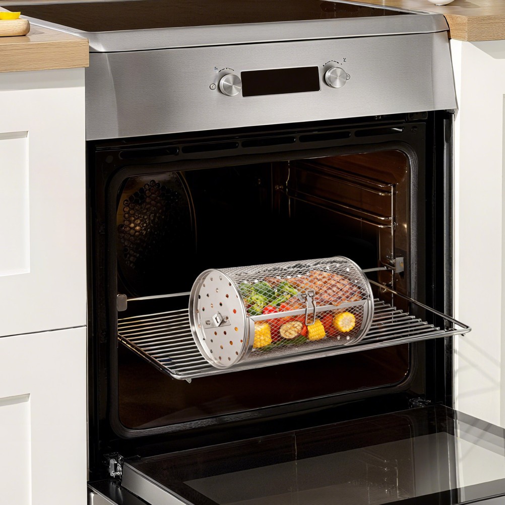 Air Fryer Basket Rotisserie Oven Rotating Universal Cage Compatible