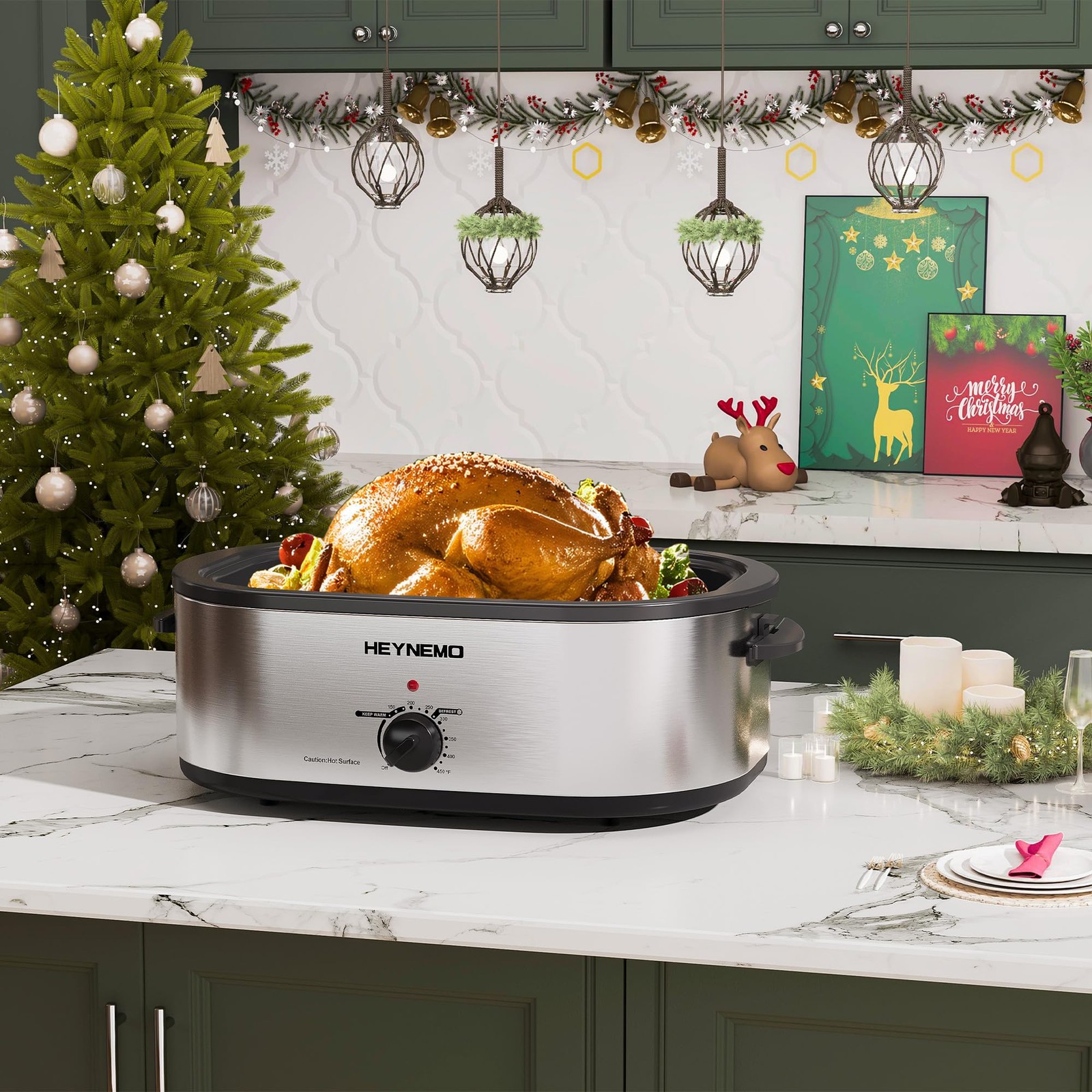 Heynemo Roaster Oven 22Qt Multifunctional Electric Roaster Oven For Turkey