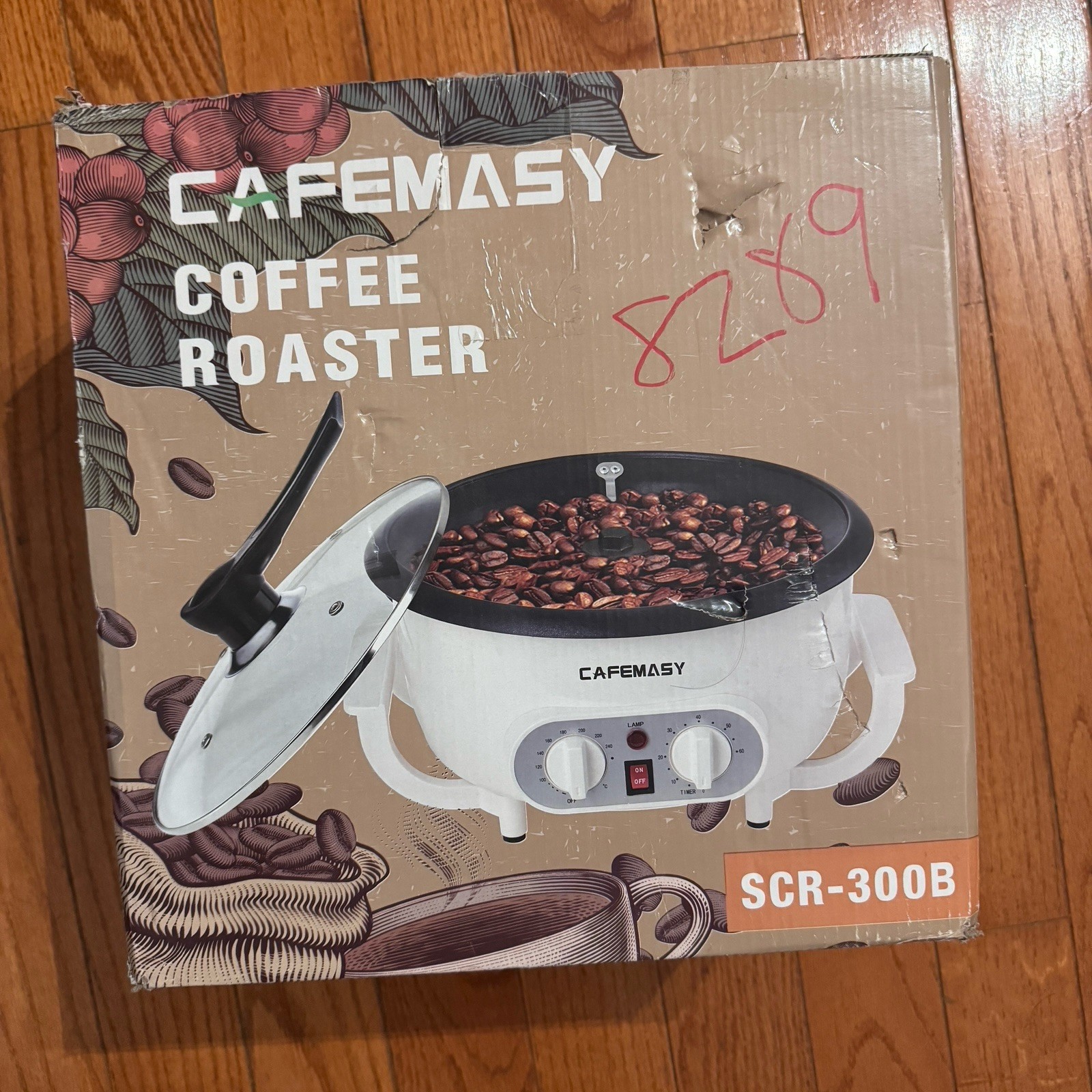 Cafemasy SCR-300B-2 Electric Drum Coffee Roaster 750g 1200W Timer Thermometer