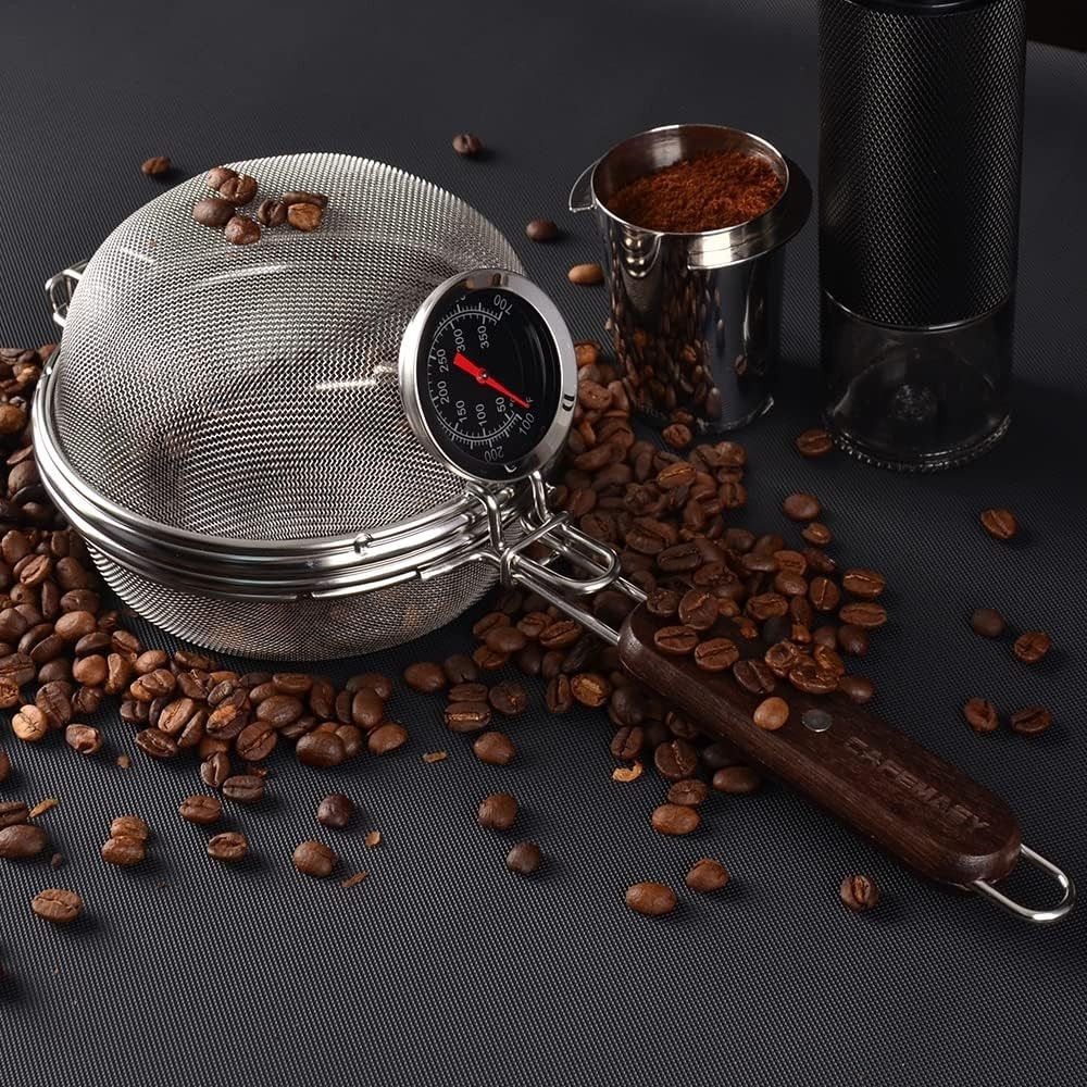 Portable Stainless Steel Coffee Bean Roaster with Thermometer