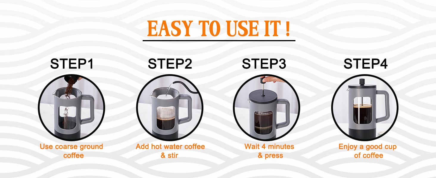 French Pr Coffee Maker, 34 oz / 4 Cup Coffee Tea Pr with