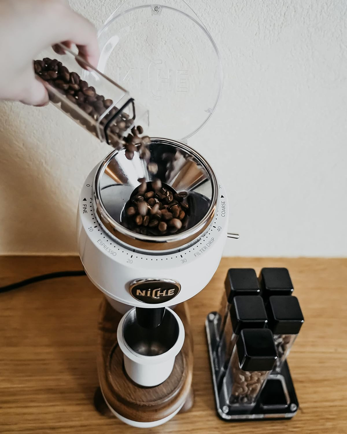 6 Tubes Coffee Bean Cellars with Stand & Hopper – Single Dose Coffee Bean Vaults