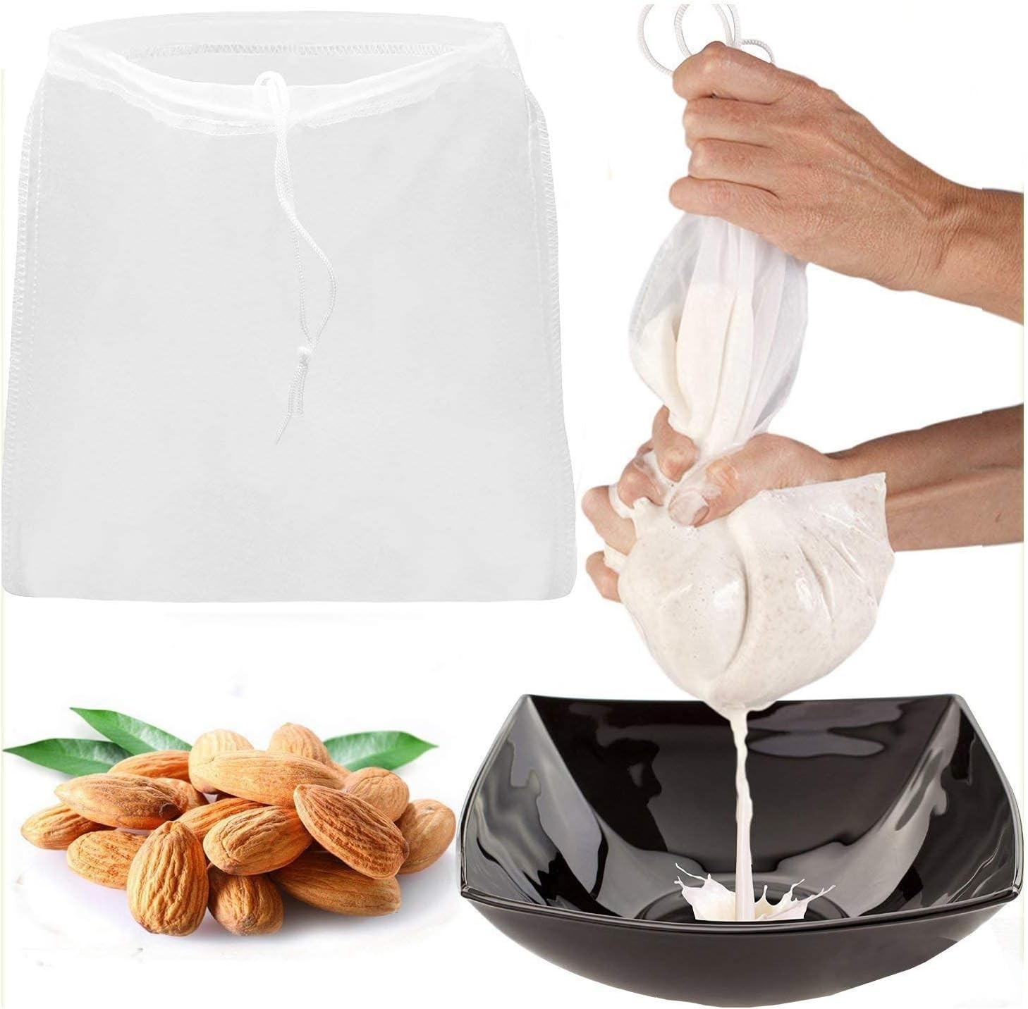 2 Pcs Pro Quality Nut Milk Bag – Big 10″X12″ mercial Grade – Reble