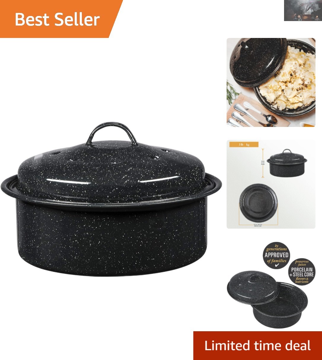 Versatile 8.7″ Round Roaster for Poultry & Vegetables – Non-Stick & Safe