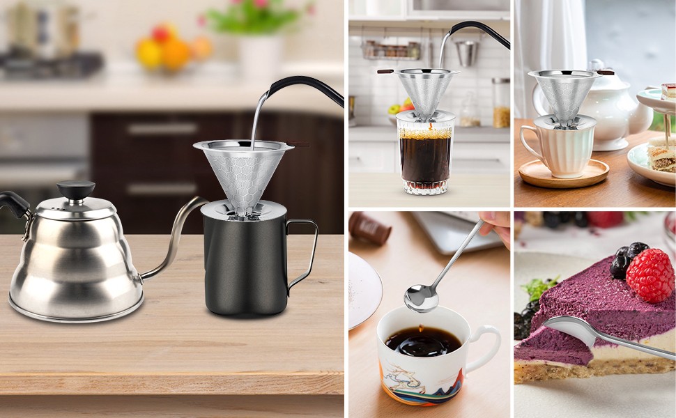 Pour Over Coffee Dripper, Stainl Steel Coffee , Metal