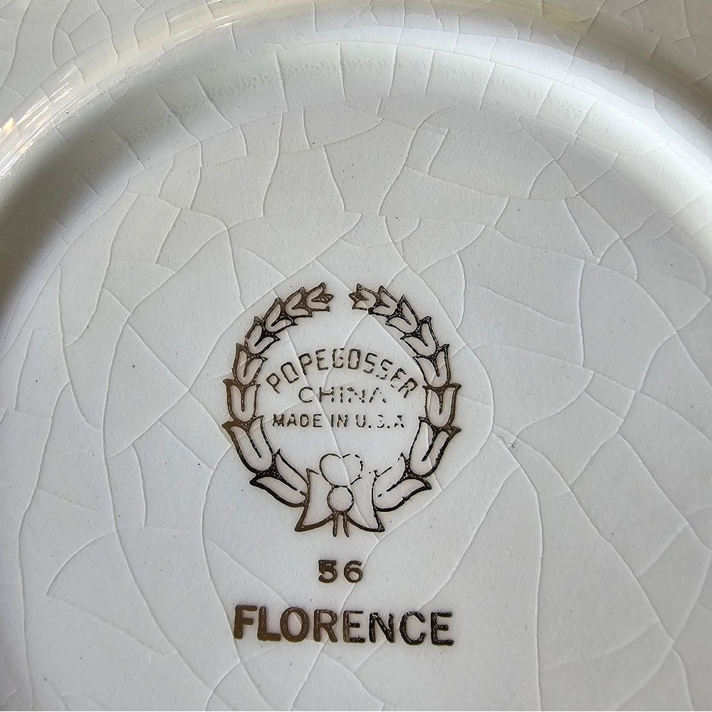 Pope Gosser Florence Saucer Set Vintage Floral Gold Trim China Replacement