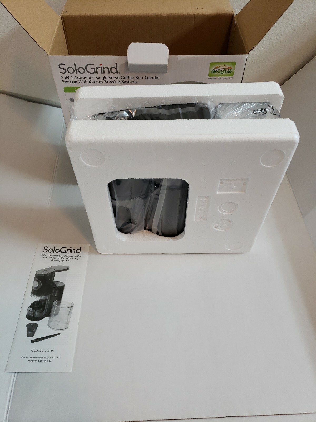 Solo Grind 2 In 1 Automatic Single Serve Coffee Burr Grinder For Use w/Keurig