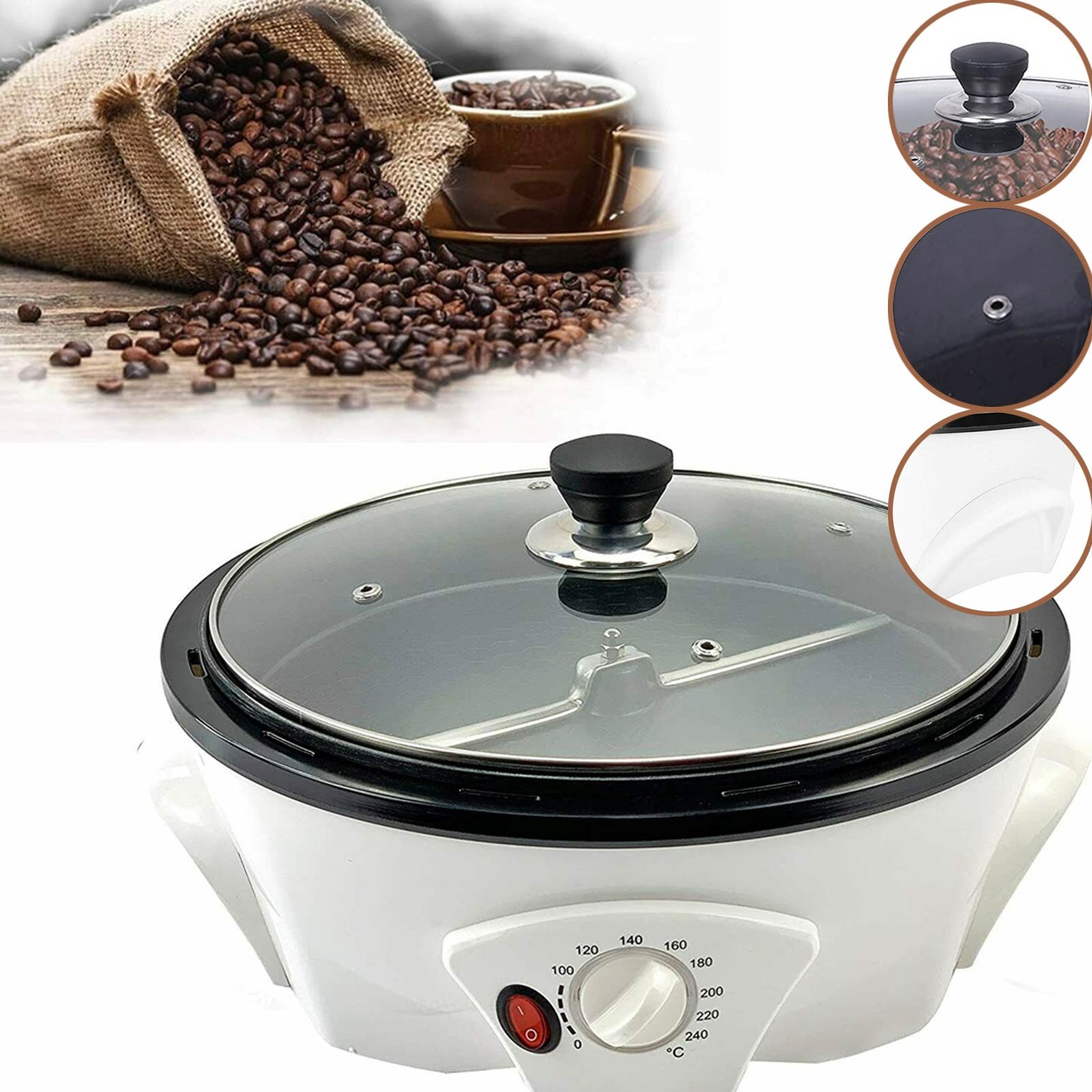 110V Coffee Roaster Machine for Home Use Electric Coffee Bean Roaster Non-Stick
