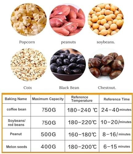 Coffee Roaster Machine 110V Adjustable Temperature Timer 1.7 Lb Capacity Beans