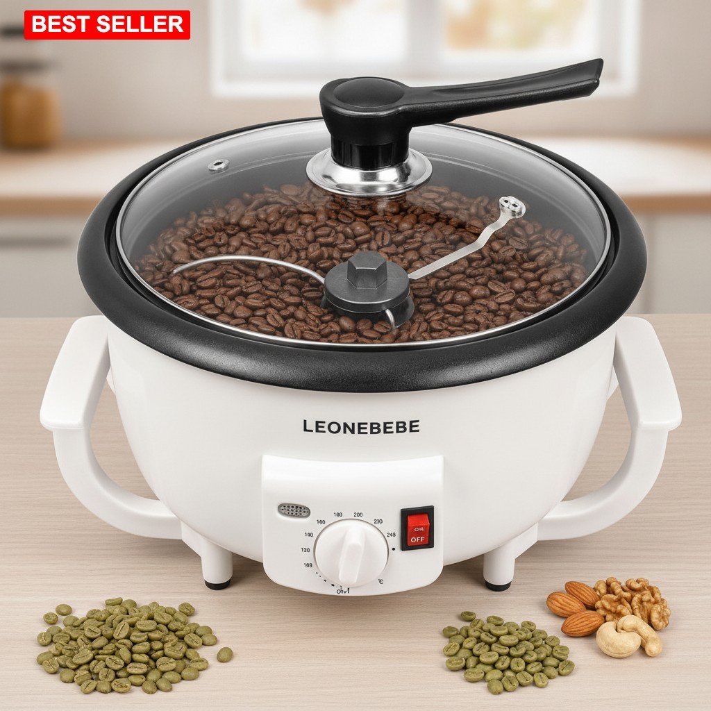 Home Coffee Roaster Compact 0.75Kg Stainless Steel Electric No Smoke Kitchen