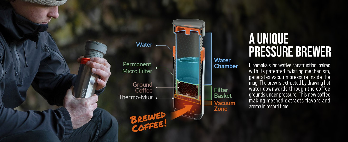 Pipoka Portable Coffee Maker, Coffee brewer, All-in-one Vacuum