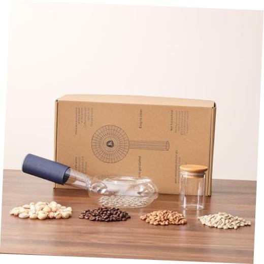 Portable Glass Coffee Bean Roaster, 11.8 x 11.8*5.9*3.5 white and transparent