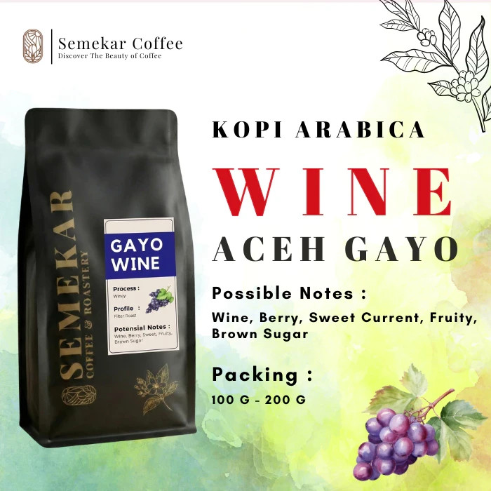 Sumatra Gayo Wine Process Arabica Coffee Whole Bean 200g – Indonesia