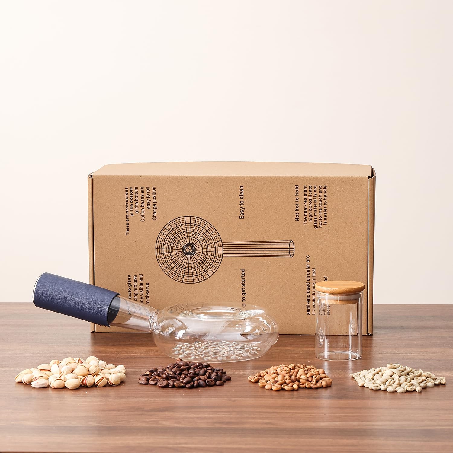 Portable Glass Coffee Bean Roaster, 11.8 x 5.9 x 3.5