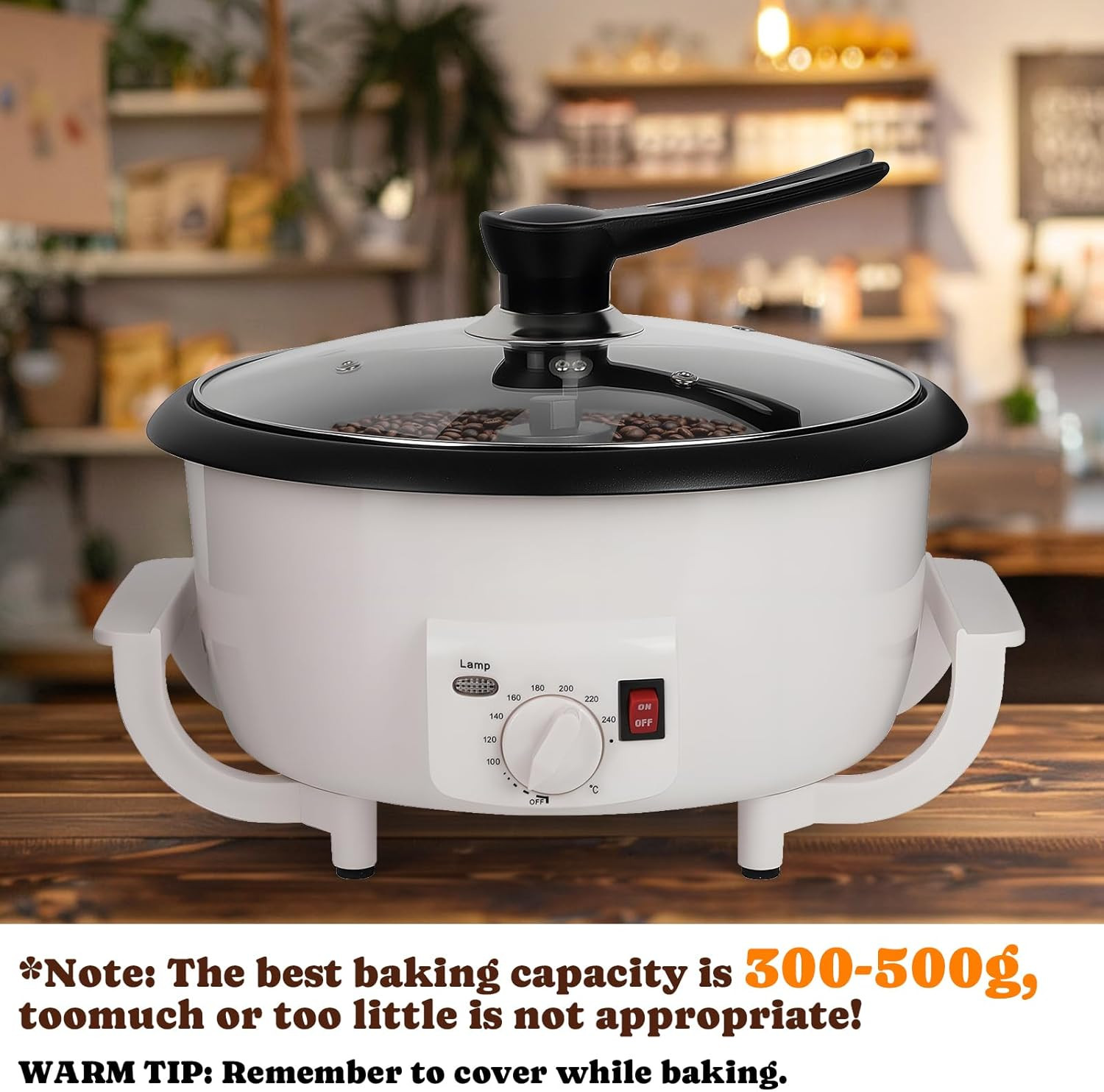 800G Home Coffee Roaster with Timer & Non-Stick, 110V 1200W Power