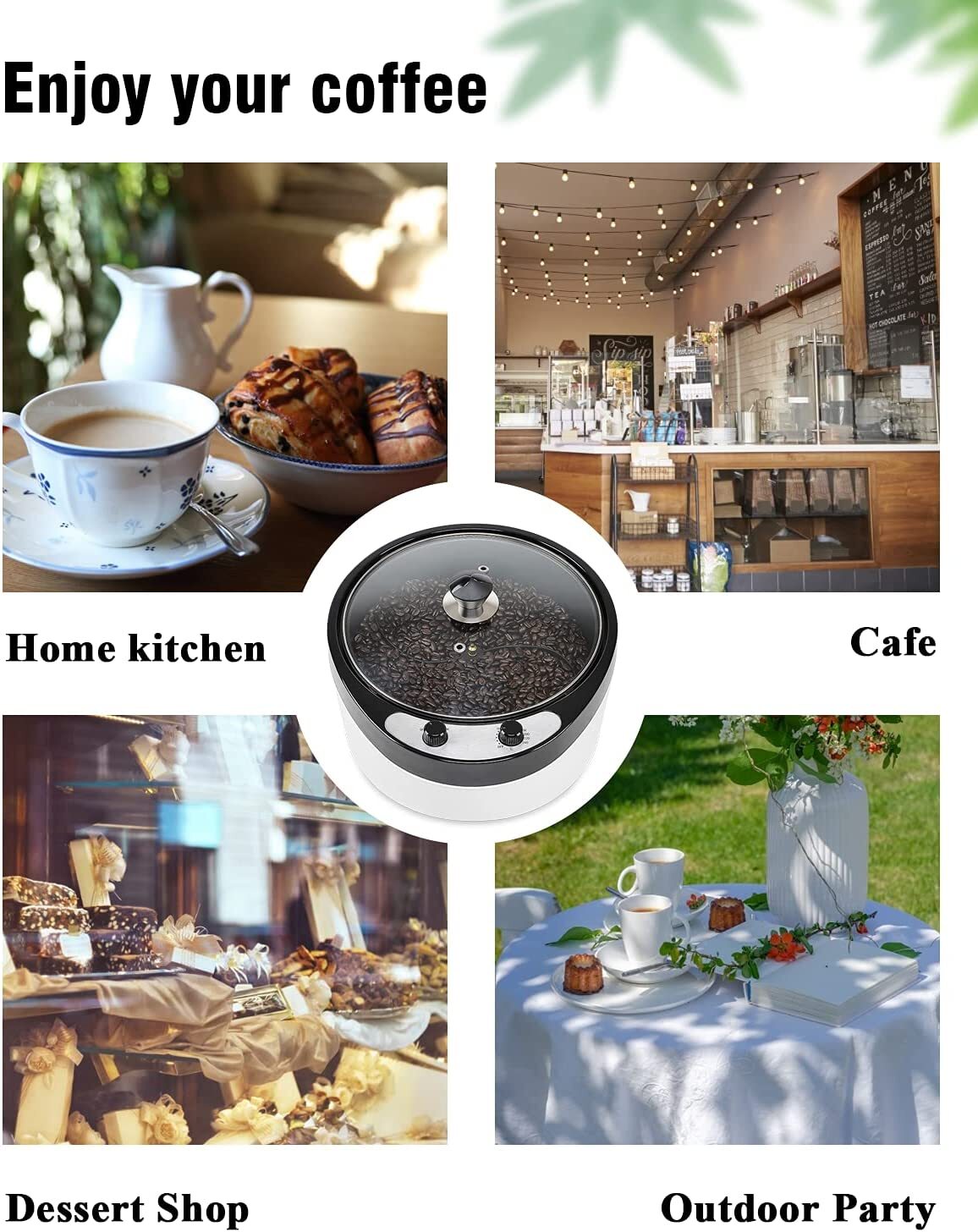 Electric Coffee Bean Roaster for Home Use 800g Capacity Temperature Control