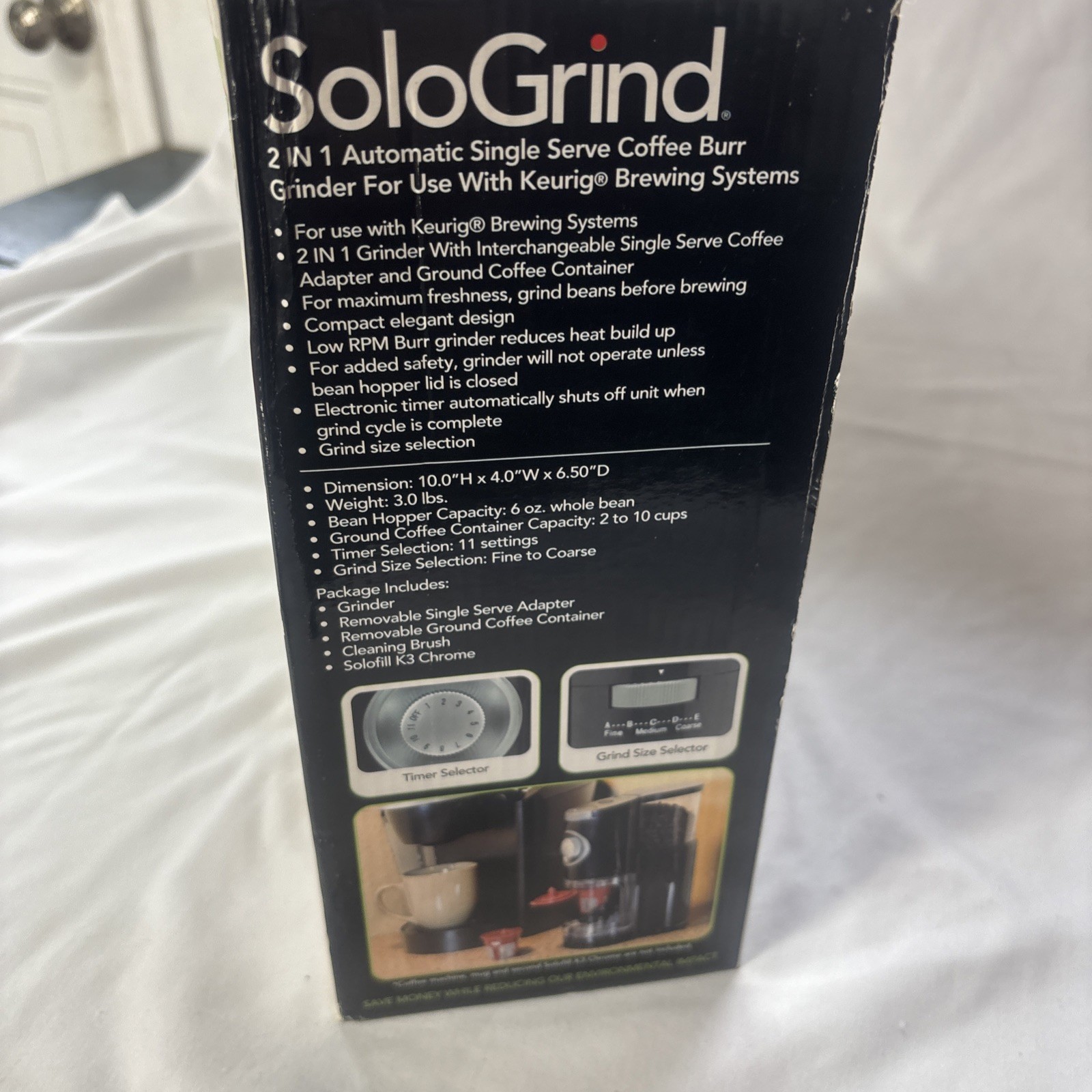 New! Solofill SoloGrind 2-in-1 Automatic Single Serve Coffee Burr Grinder Keurig